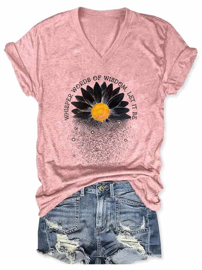 Whisper Words Of Wisdom Let It Be Print V-neck T-Shirt