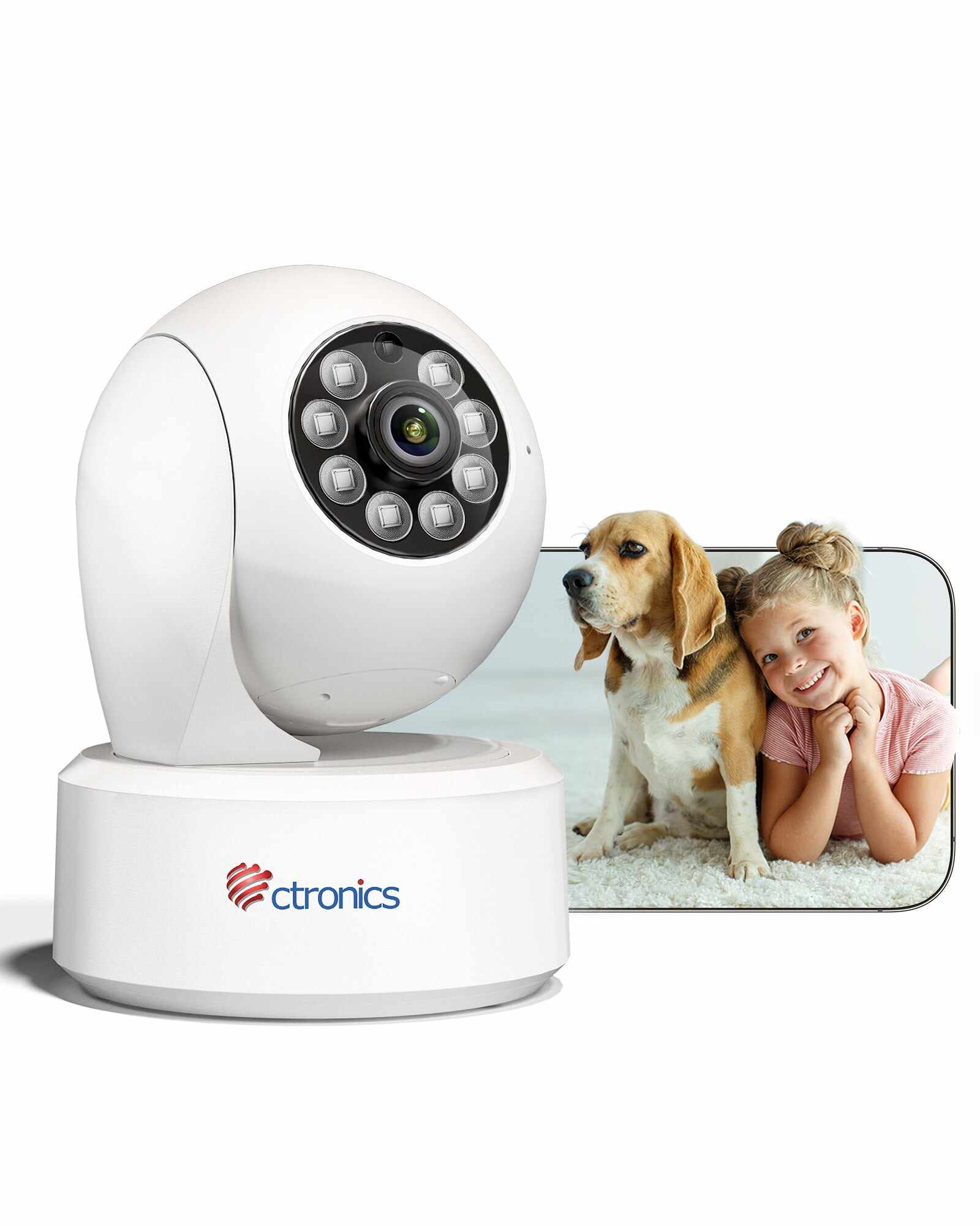 Ctronics 2.5K 4MP Surveillance Camera Indoor & 2.4Ghz WLAN with 20m Color Night Vision