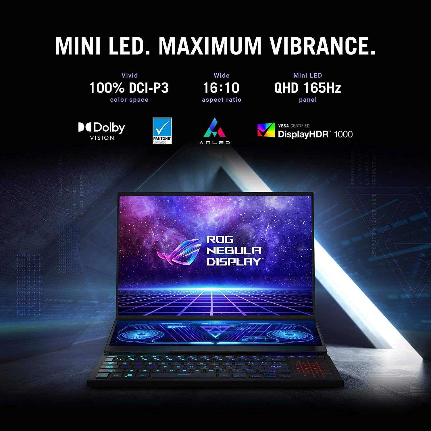 ROG Zephyrus Duo 16 (2022) Gaming Laptop, 16” Mini LED 240Hz/3ms, QHD 16:10 Display, 100% DCI-P3, NVIDIA GeForce RTX 4080, AMD Ryzen 9 7945HX, 32GB DDR5, 1TB SSD, Windows 11 Pro, GX650PZ-XS96