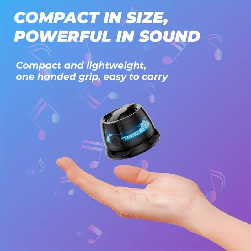 1pc Mini Speaker, Magnetic Wireless Speaker, Phone Holder, Configured with 2 Sticky Magnetic Rings And 1 Lanyard, Suitable for Multiple Scenarios - Shower, Car, Bicycle, Outdoor Portable Mini Speaker System, Multi-purpose Installation