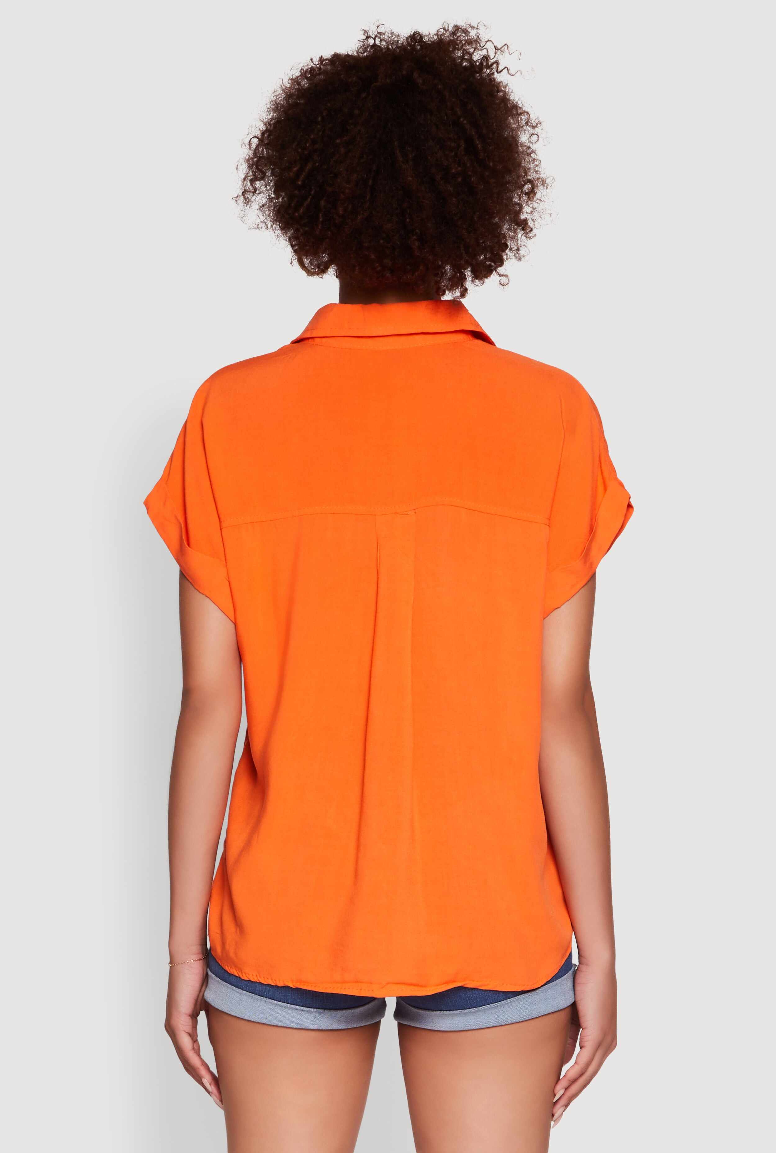 Button Front Dolman Sleeve Shirt