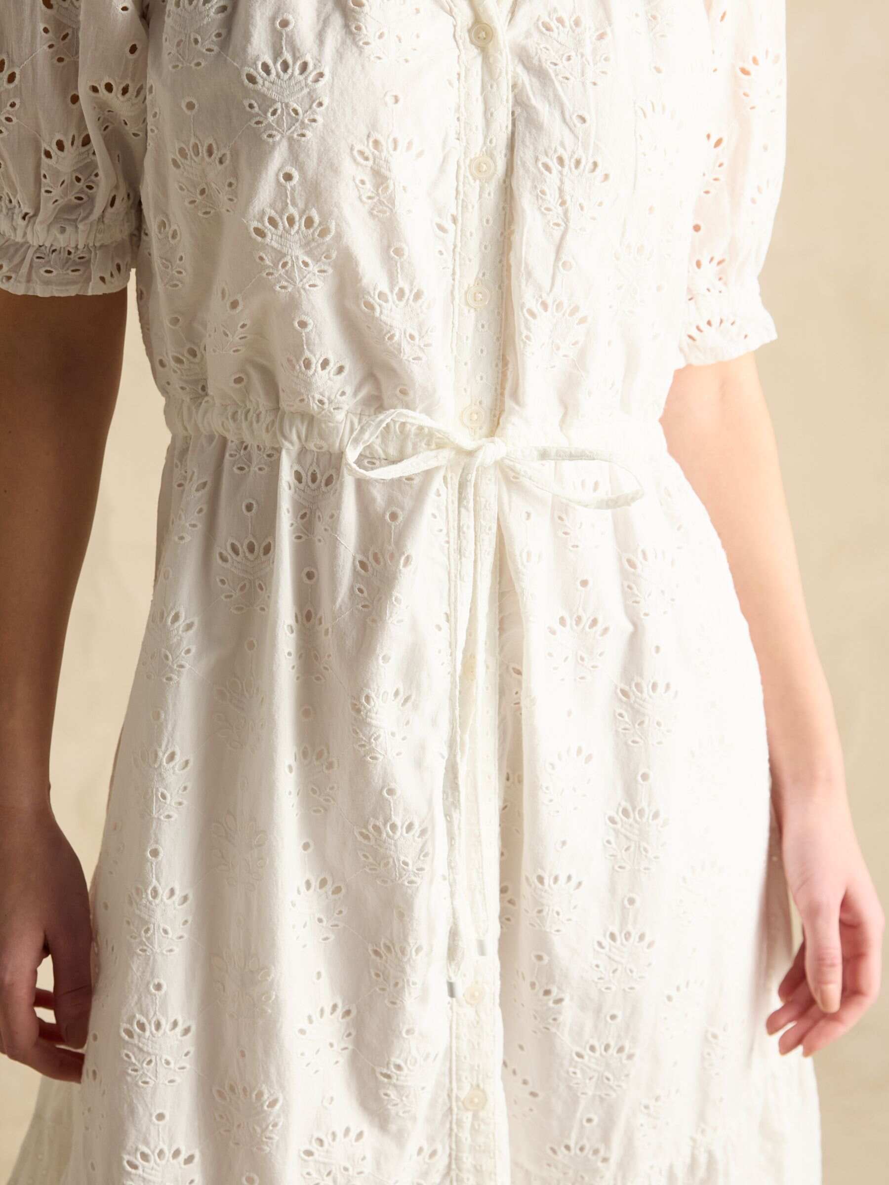 Juliana 100% Cotton Navy Blue Broderie Midi Dress