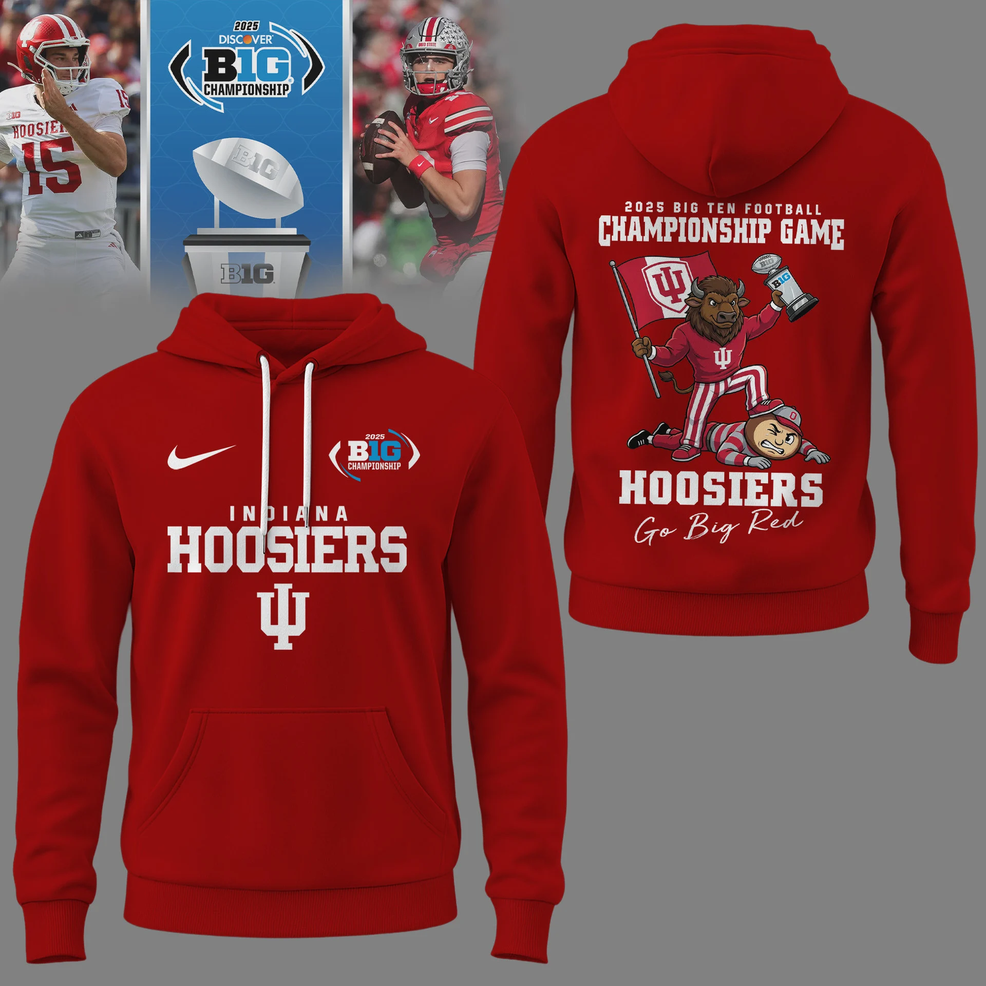 Indiana Hoosiers | Premium NCAA 2025 Big Ten Football Championship Game 3D Shirt NY