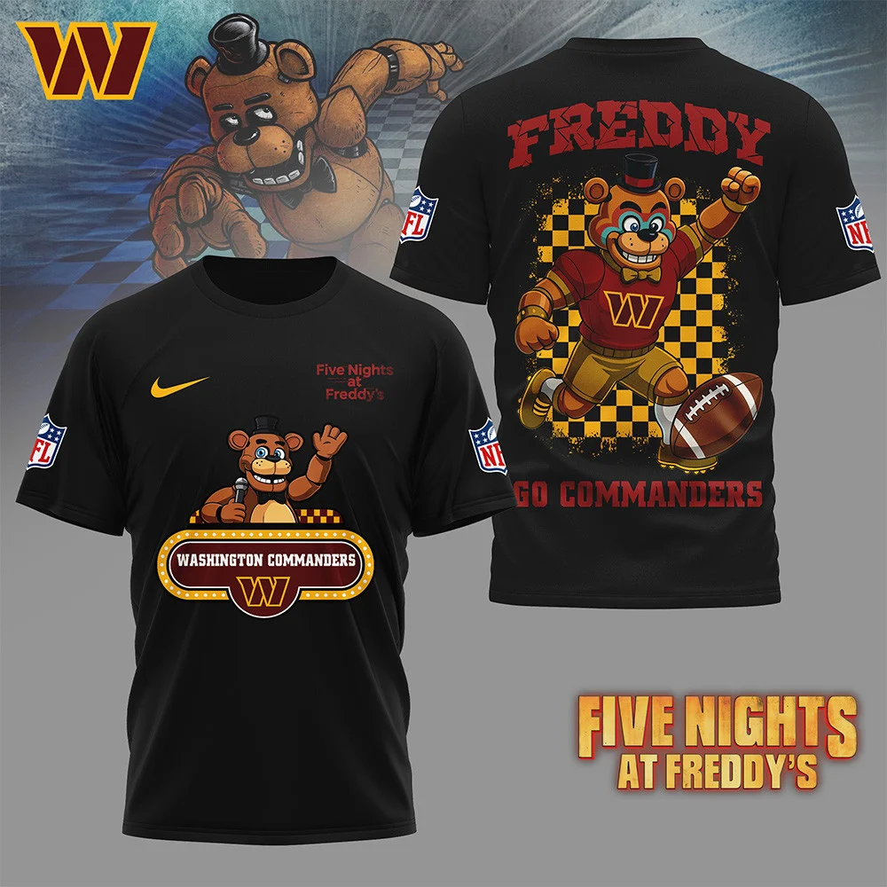 Washington Commanders | Premium NFL Five Nights at Freddy's 3D Shirt HI