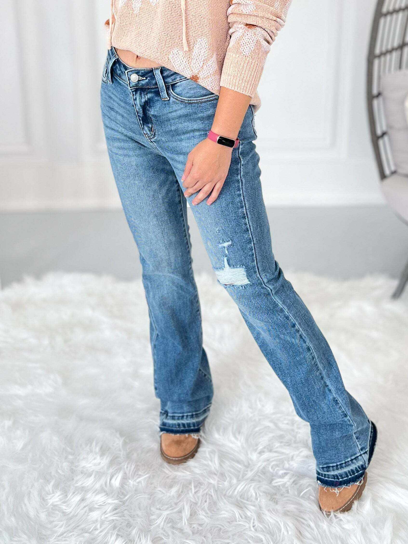 Walk It Out - Christmas Release Hem Bootcut Jeans- Final Sale