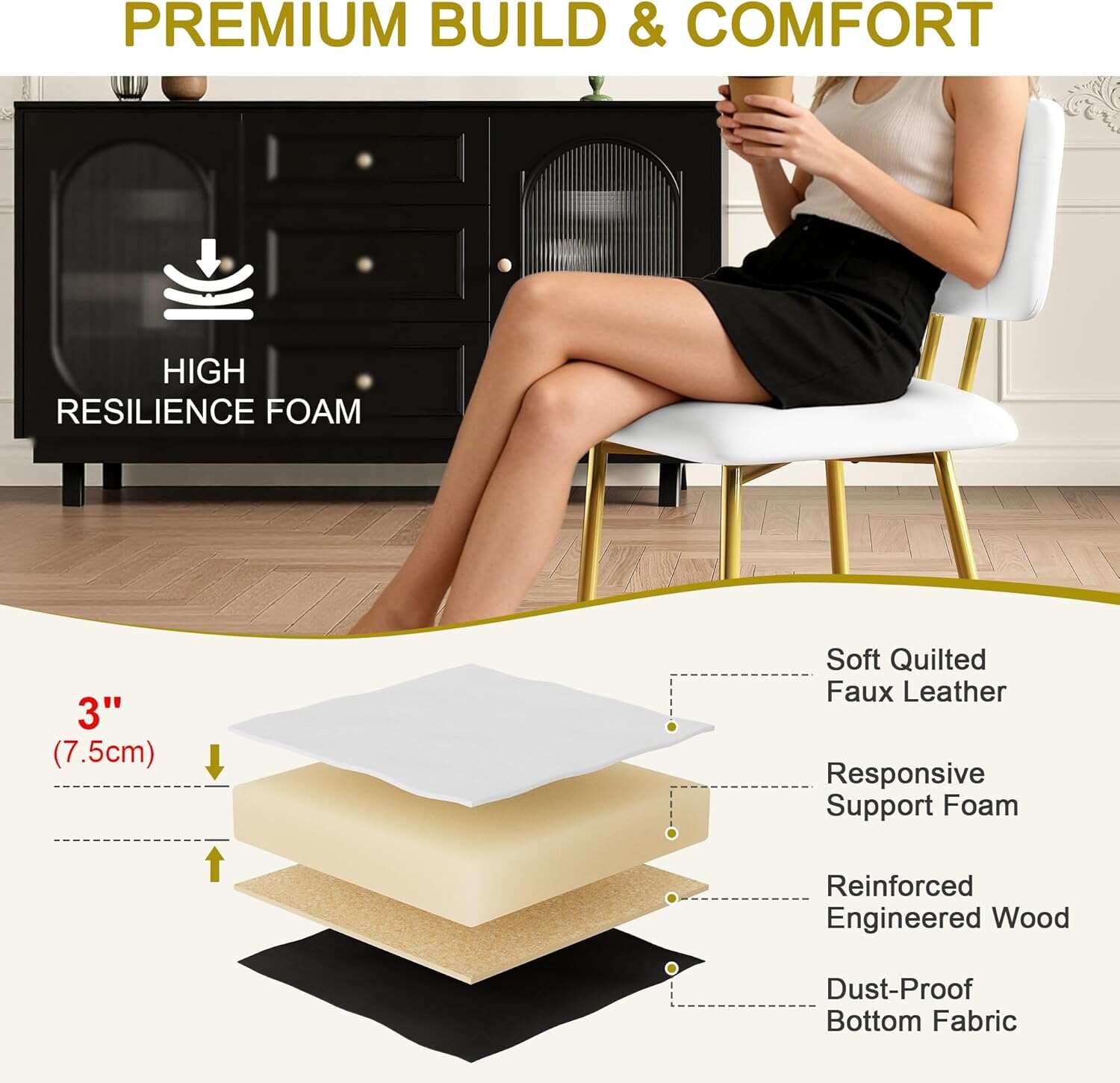 VECELO Dining Chairs Set of 2