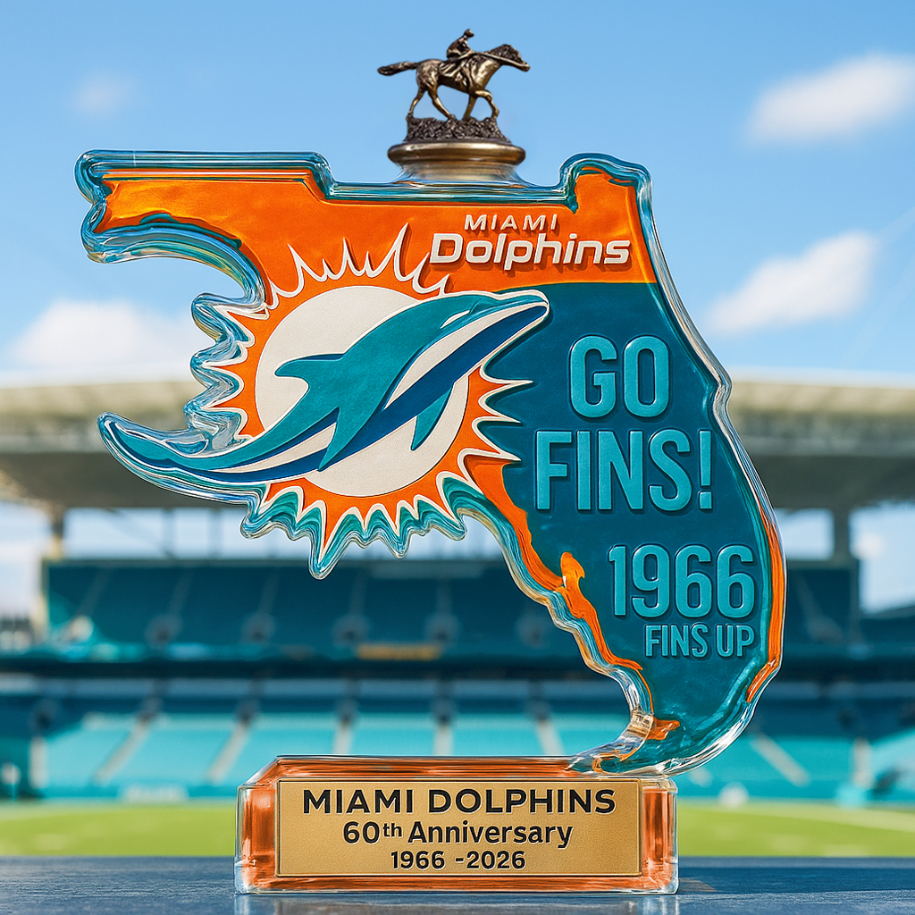 Miami Dolphins State Map Whiskey Bottle