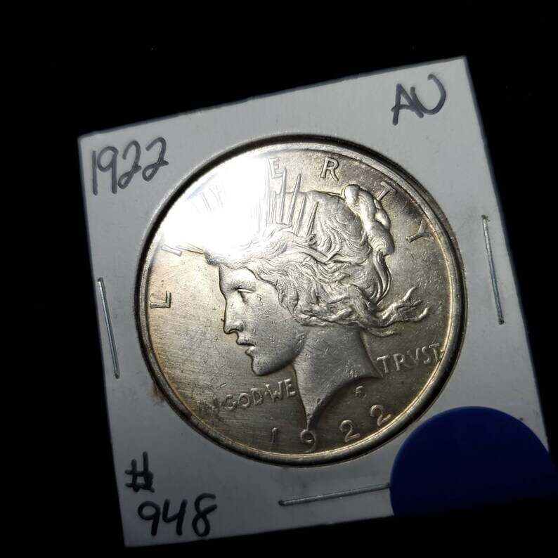 1922 Silver Peace Dollar AU -  Lot#948