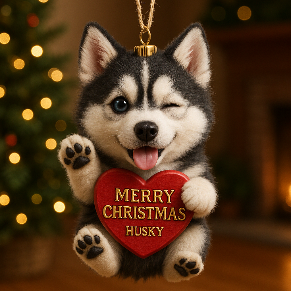 Husky Heart Ornament