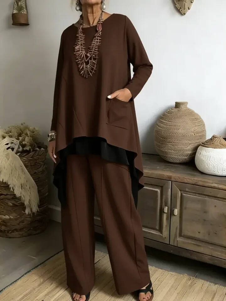 🔥Summer Arrivals🌟Women's Casual Asymmetrical Hem Cotton Top And Pants Two-piece Set(Buy2 Free shipping)