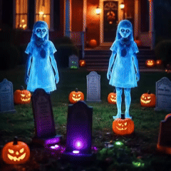 👻Haunted Twin Ghost Yard Stakes – Halloween Decor🎃