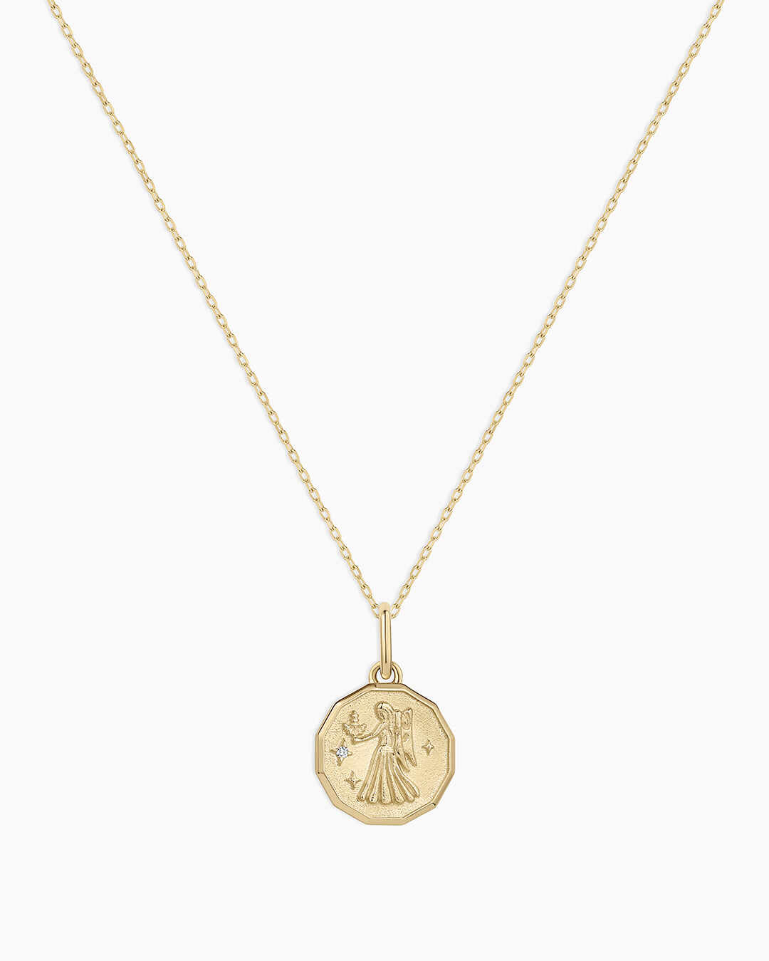 Diamond Zodiac Coin Charm Necklace