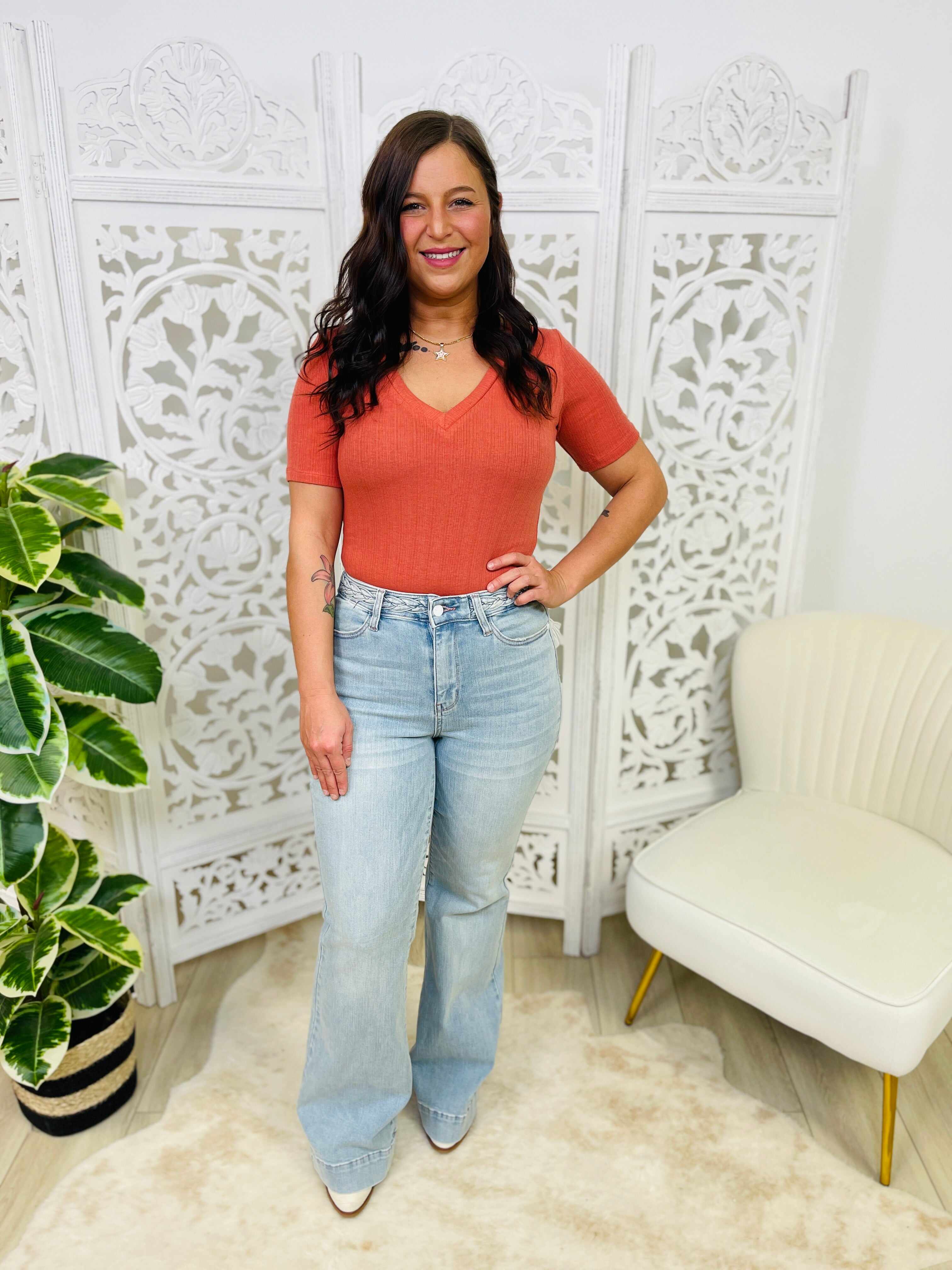 PLUS/REG Rapunzel Braided Wide Leg Jeans