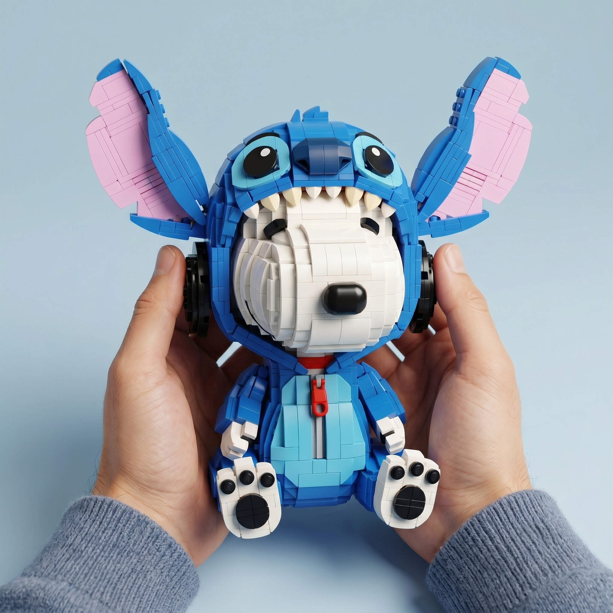 Adorable Blue Costume Puppy Collectible Building Blocks - Fun 3D Assembly Kit