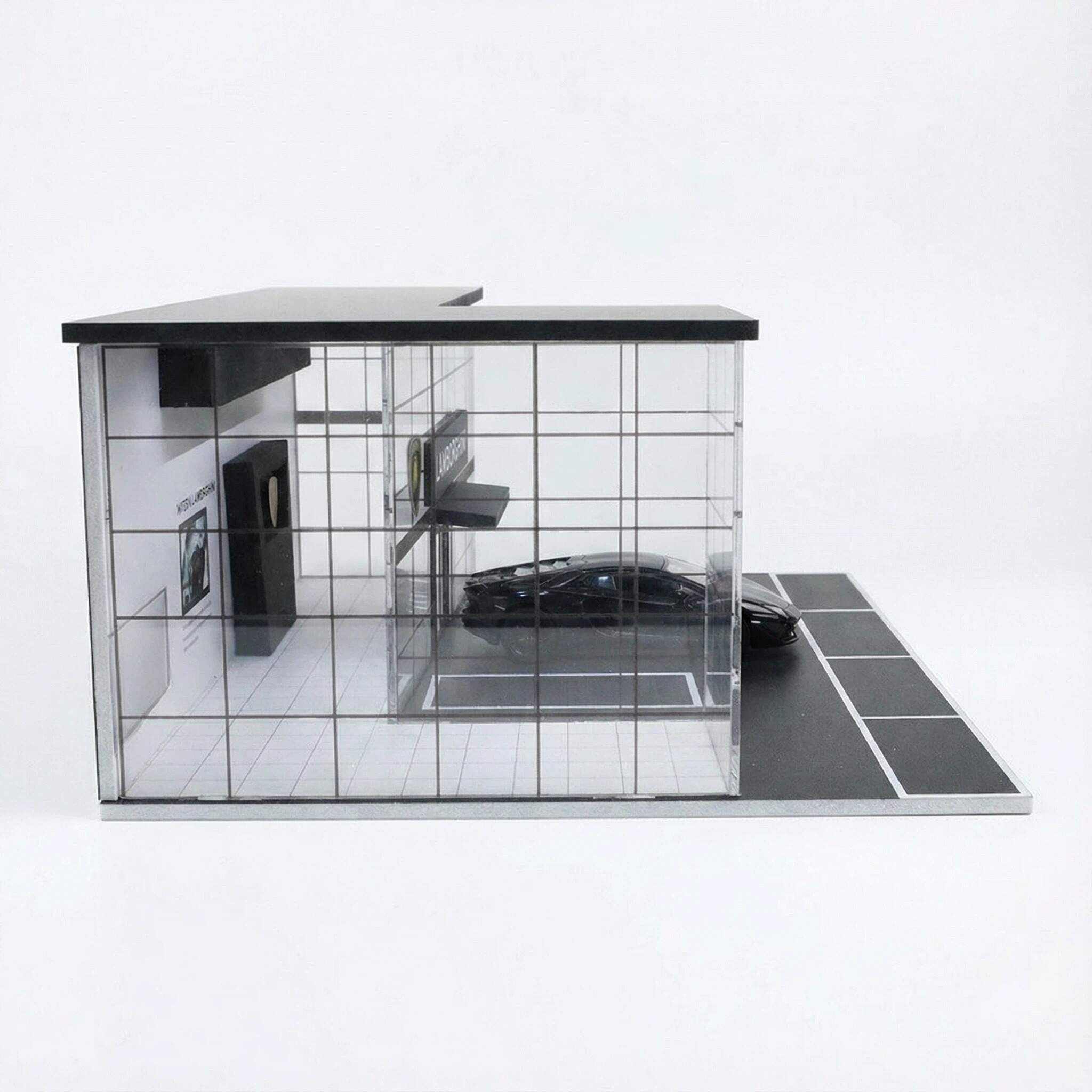 1:64 Scale Supercar Showroom Diorama Display Case – Modern Dealership Scene for Diecast Cars