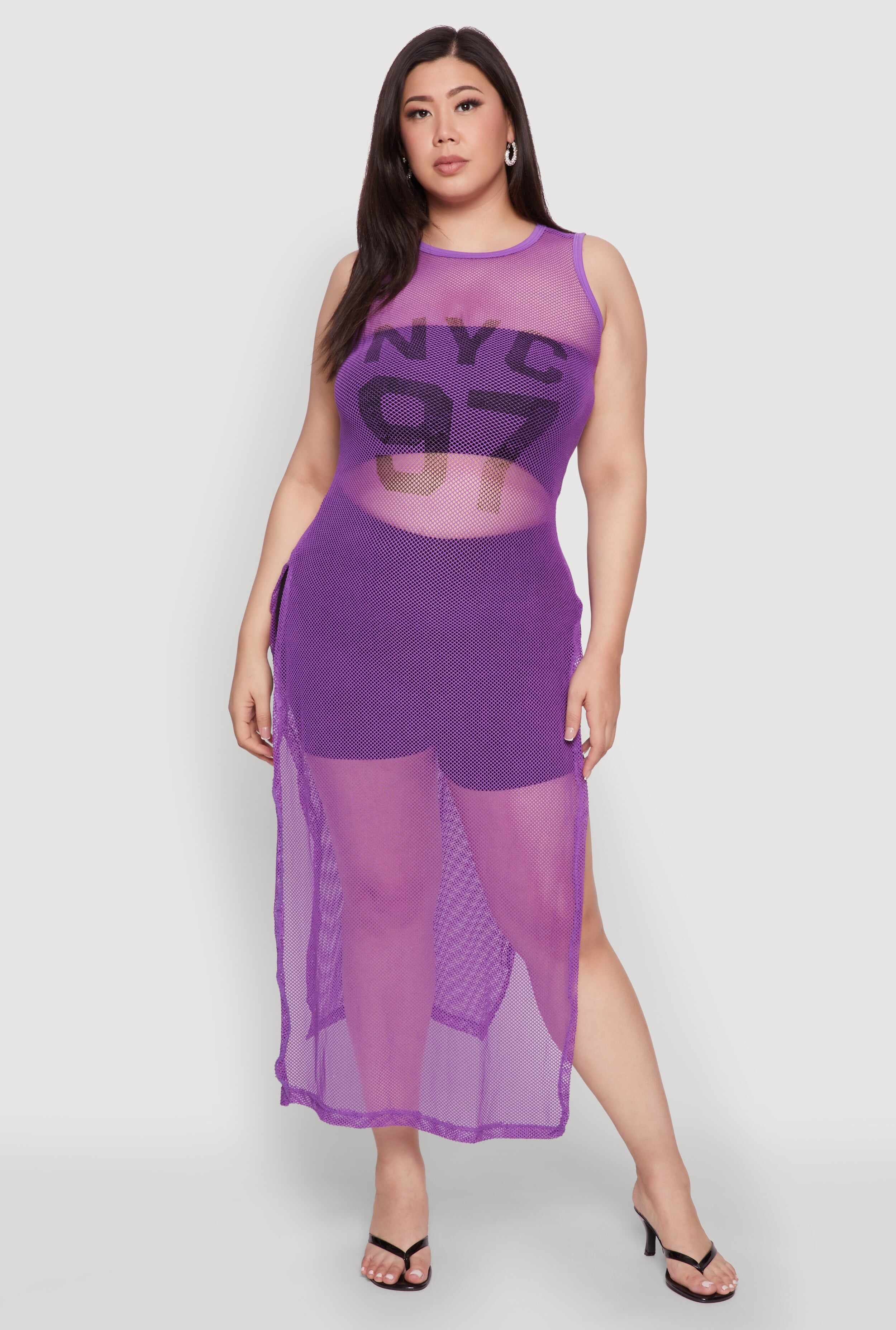 Plus Size NYC 97 Fishnet Maxi Top