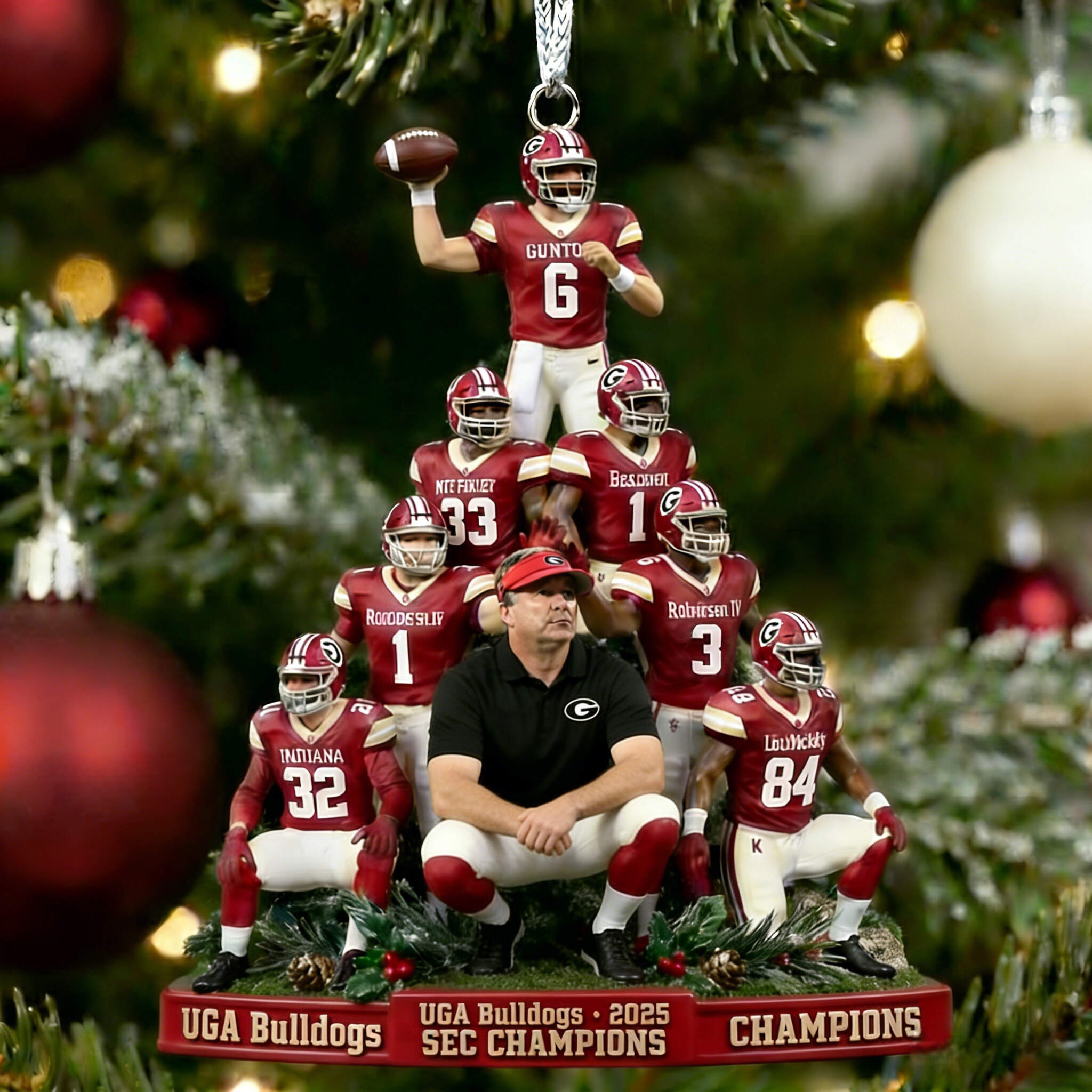 2025 SEC Champions UGA Bulldogs Victory Team Tree Ornament