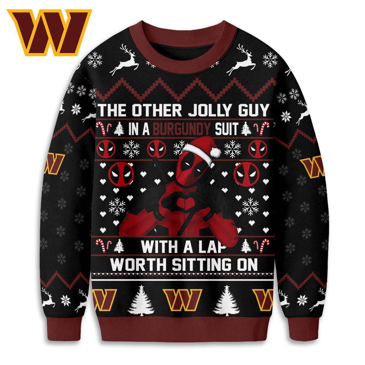 Washington Commanders | Premium NFL Deadpool Christmas Ugly Sweater NY