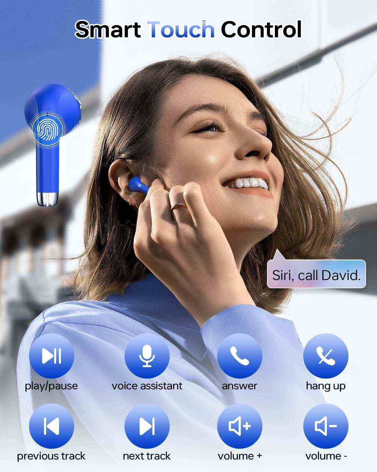 Wireless Earbuds, Bluetooth 5.3 Headphones 40Hrs Playtime with Charging Case, IPX5 Waterproof Stereo in-Ear Earphones with Microphone for iOS Android Cell Phone Sports Workout, Black