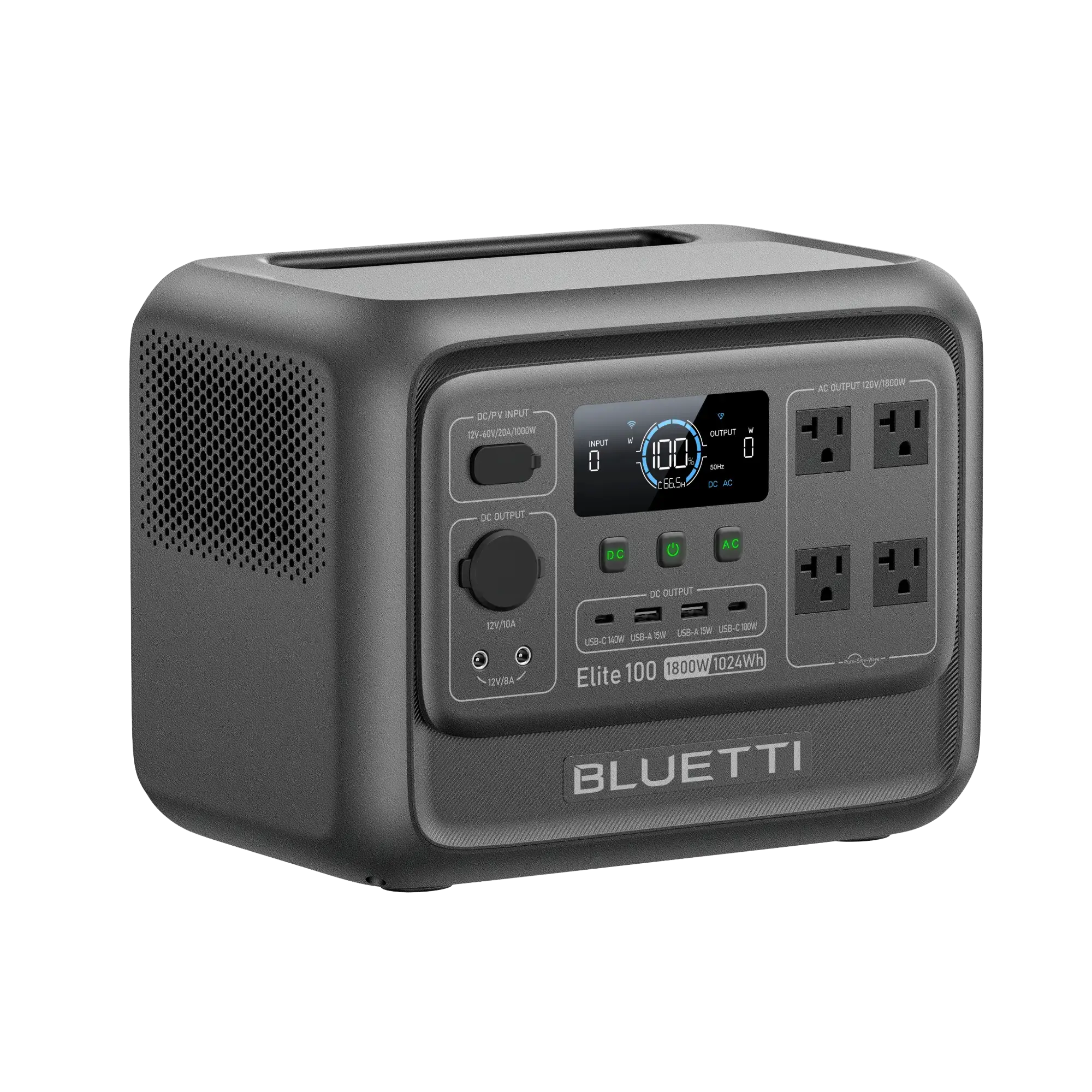 Elite 100 V2 1024Wh Portable Power Station, LiFePO4 Battery Solar Generator w/ 4 1800W AC Outlets (3600W Surge) Backup, 35% Smaller for Camping, Outages (Solar Panel Optional)