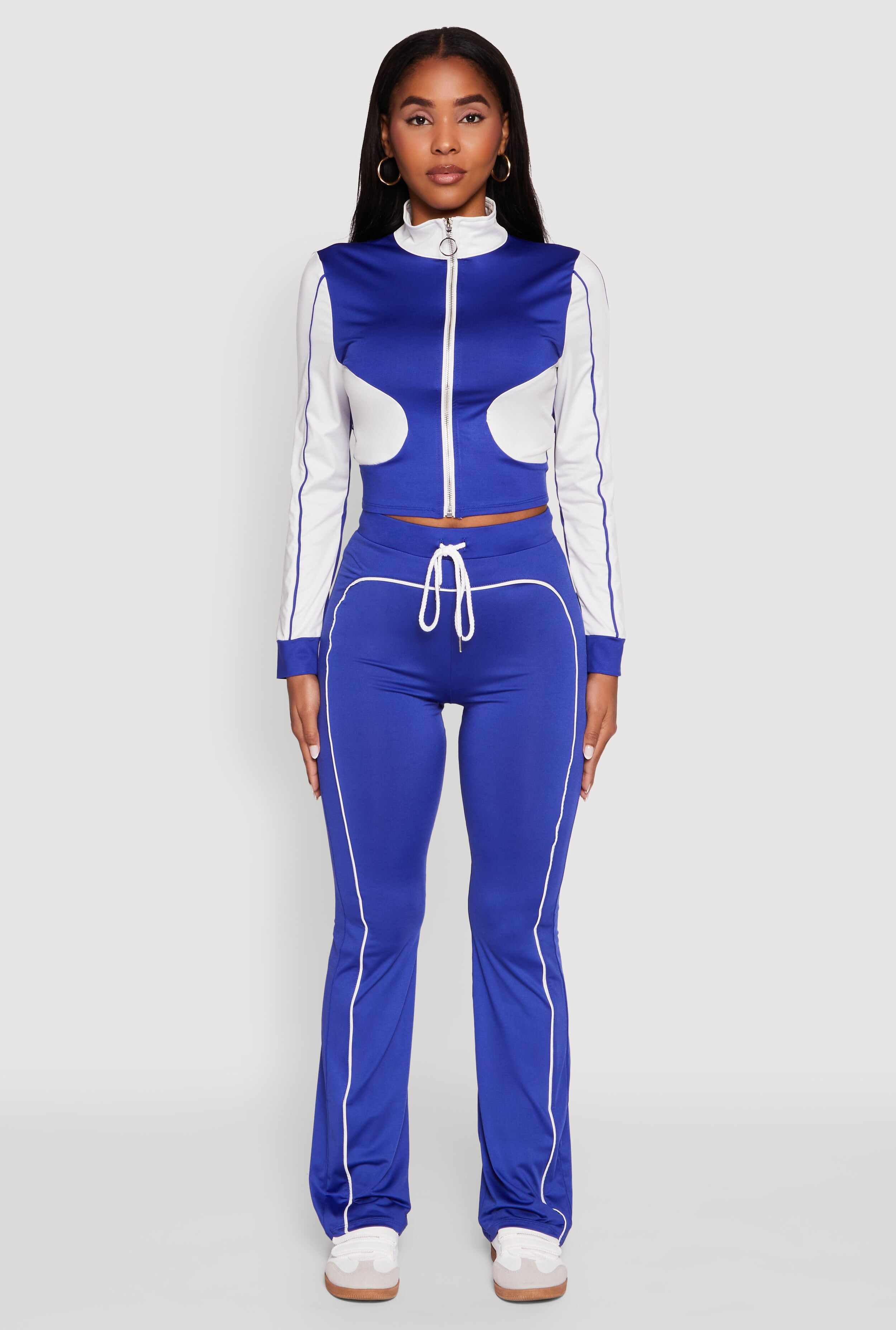 Color Block Long Sleeve O-Ring Zip Front Track Jacket
