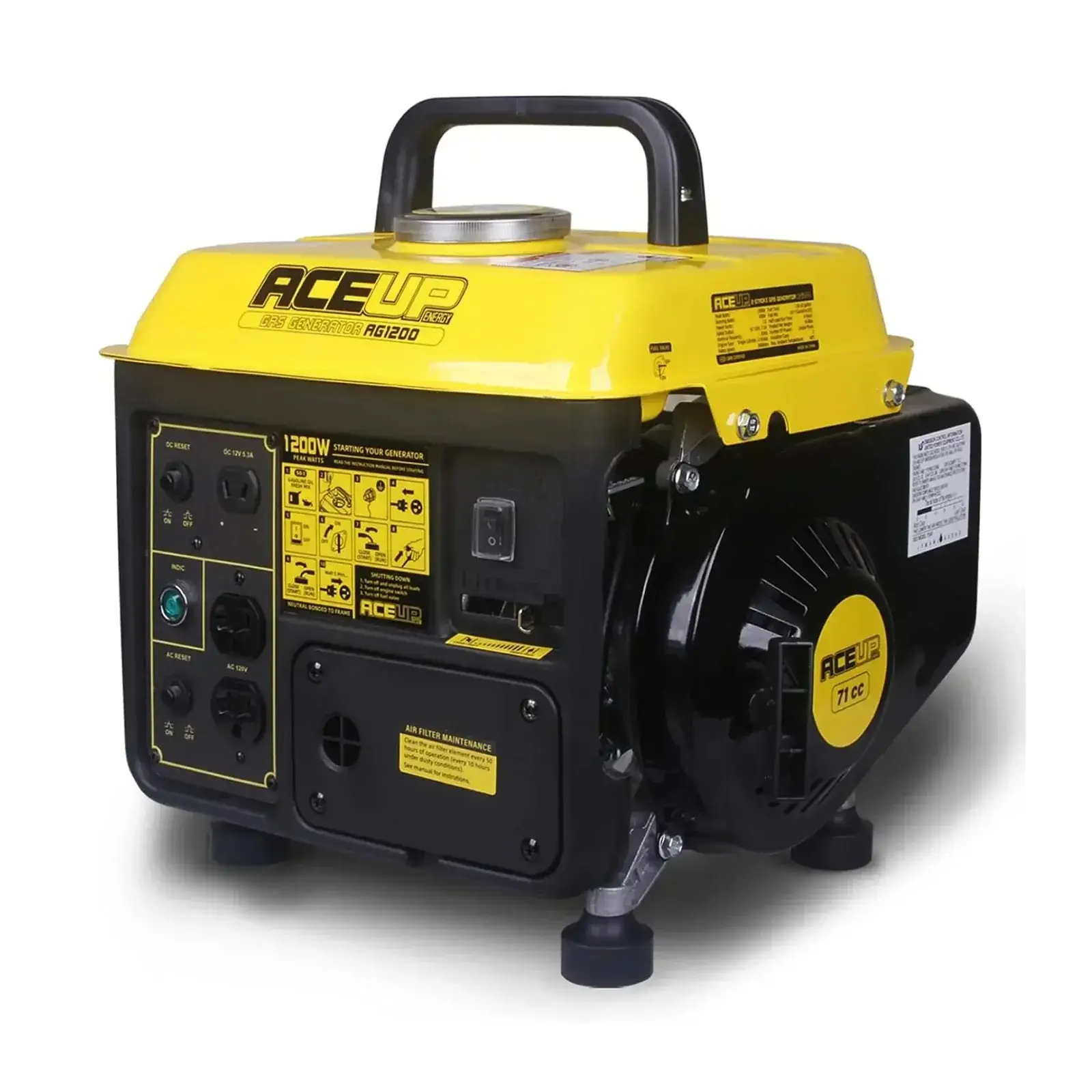 1200W 2-Stroke Portable Gas Generator | Small Generator Camping Ultralight, EPA & CARB Compliant-AG1200