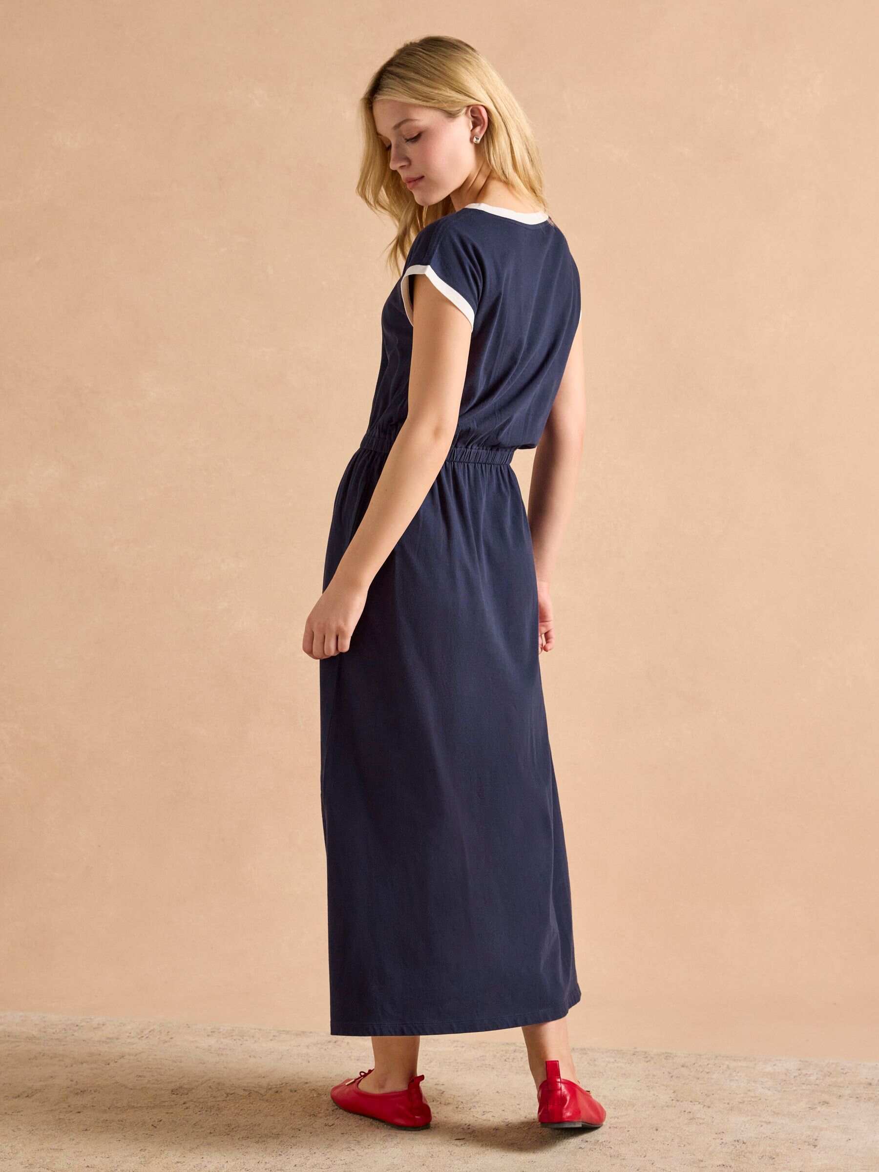 Adeena Navy Jersey Maxi Dress