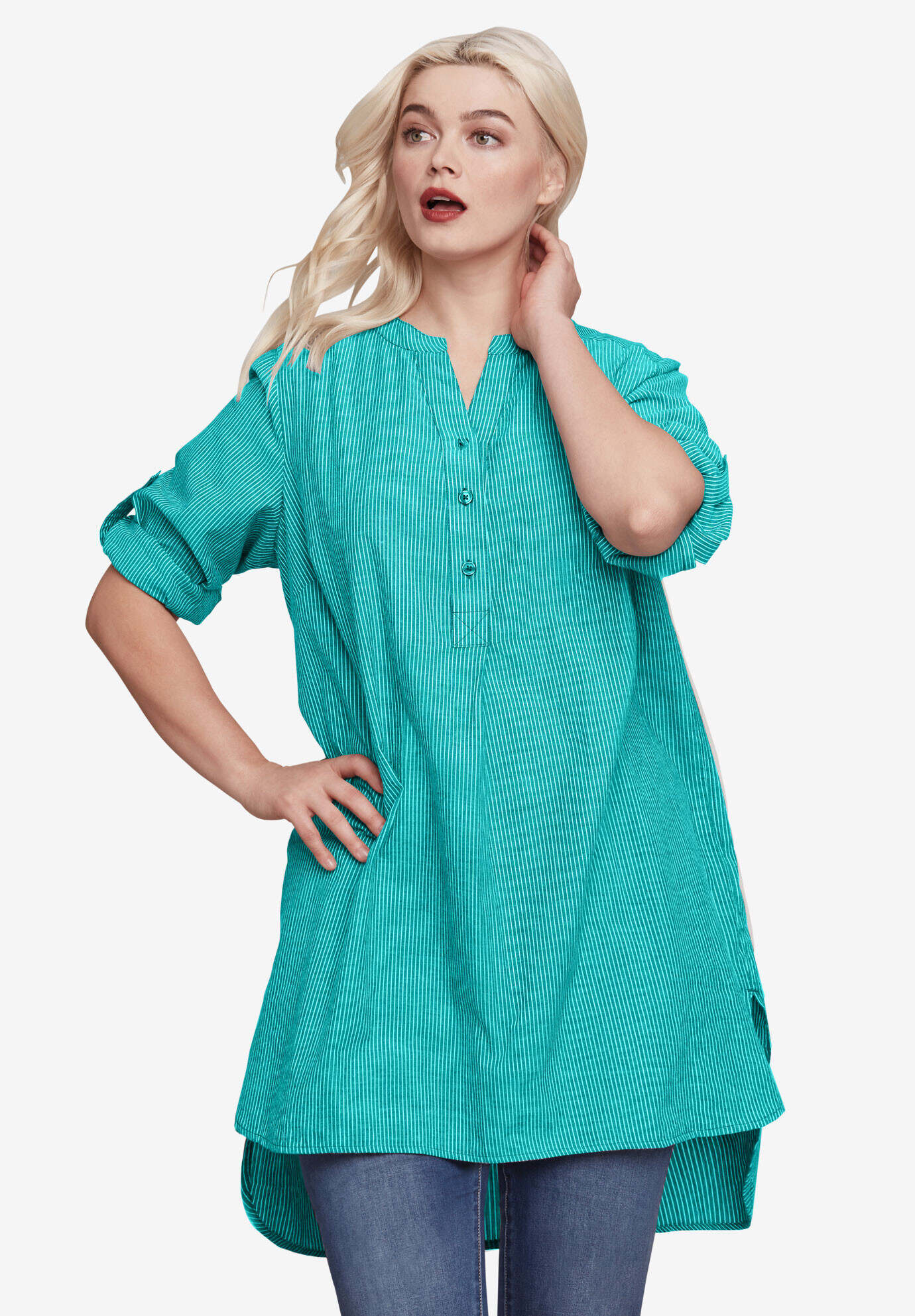 Breezy Cotton Henley Tunic