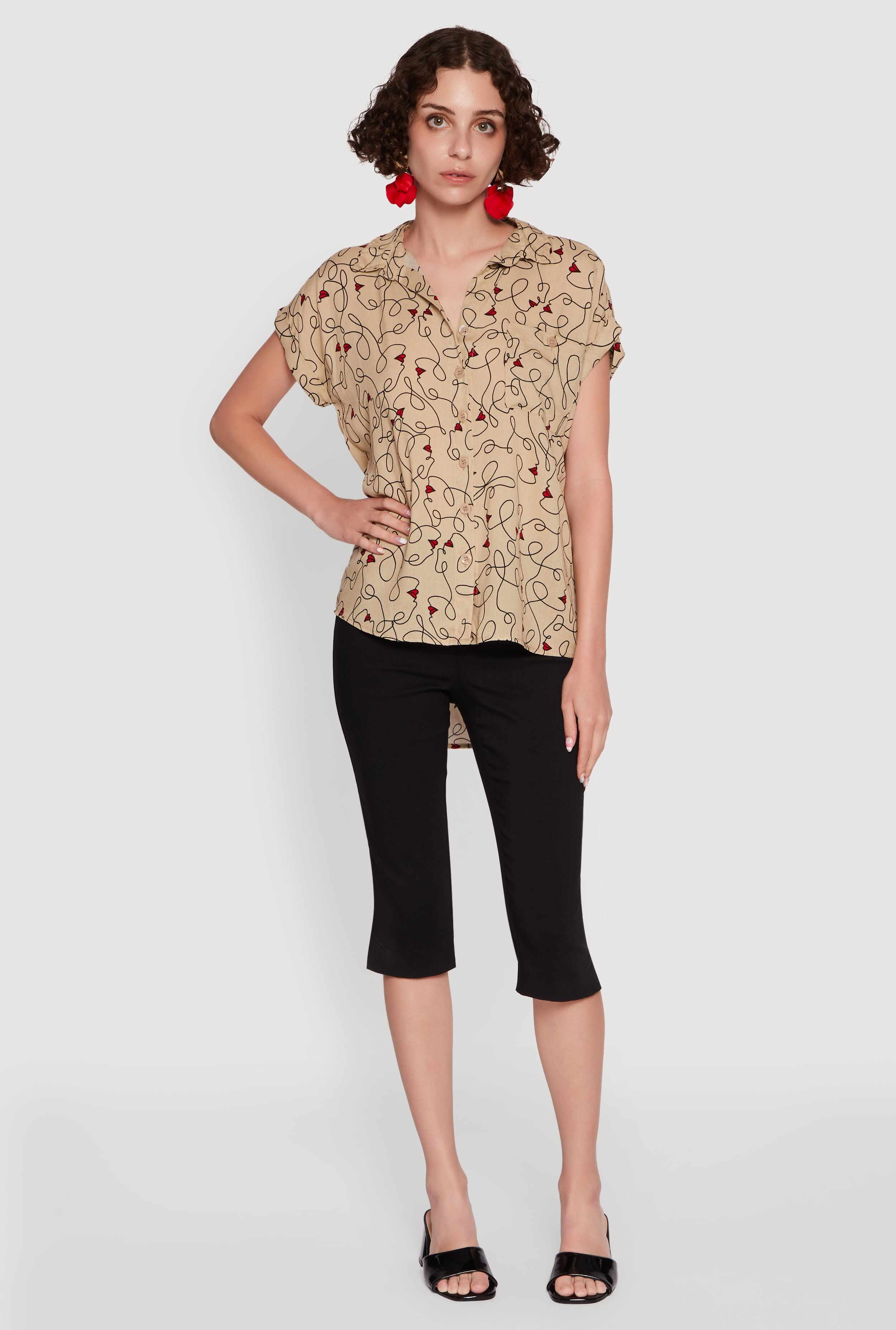 Trendy Classic Fit Abstract Face Print Shirt