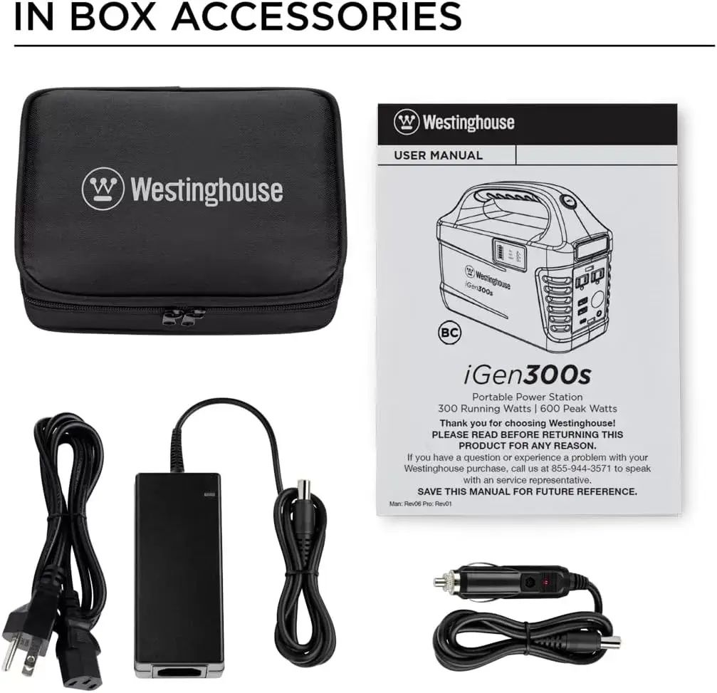 Westinghouse 155Wh 150 Peak Watt Portable Power Station and Solar Generator, Pure Sine Wave AC Outlet, Backup Lithium Battery for Camping, Home, Travel, Indoor/Outdoor Use (Solar Panel Not Included)