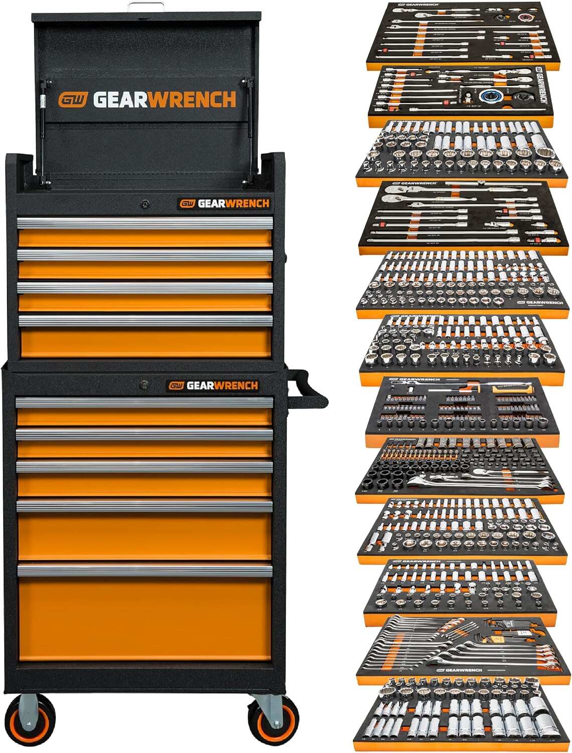 GEARWRENCH 1268 Piece Master Mechanics Tool Set in Premium Modular Foam Trays with GSX Mobile Tool Storage | MEGAMOD1268