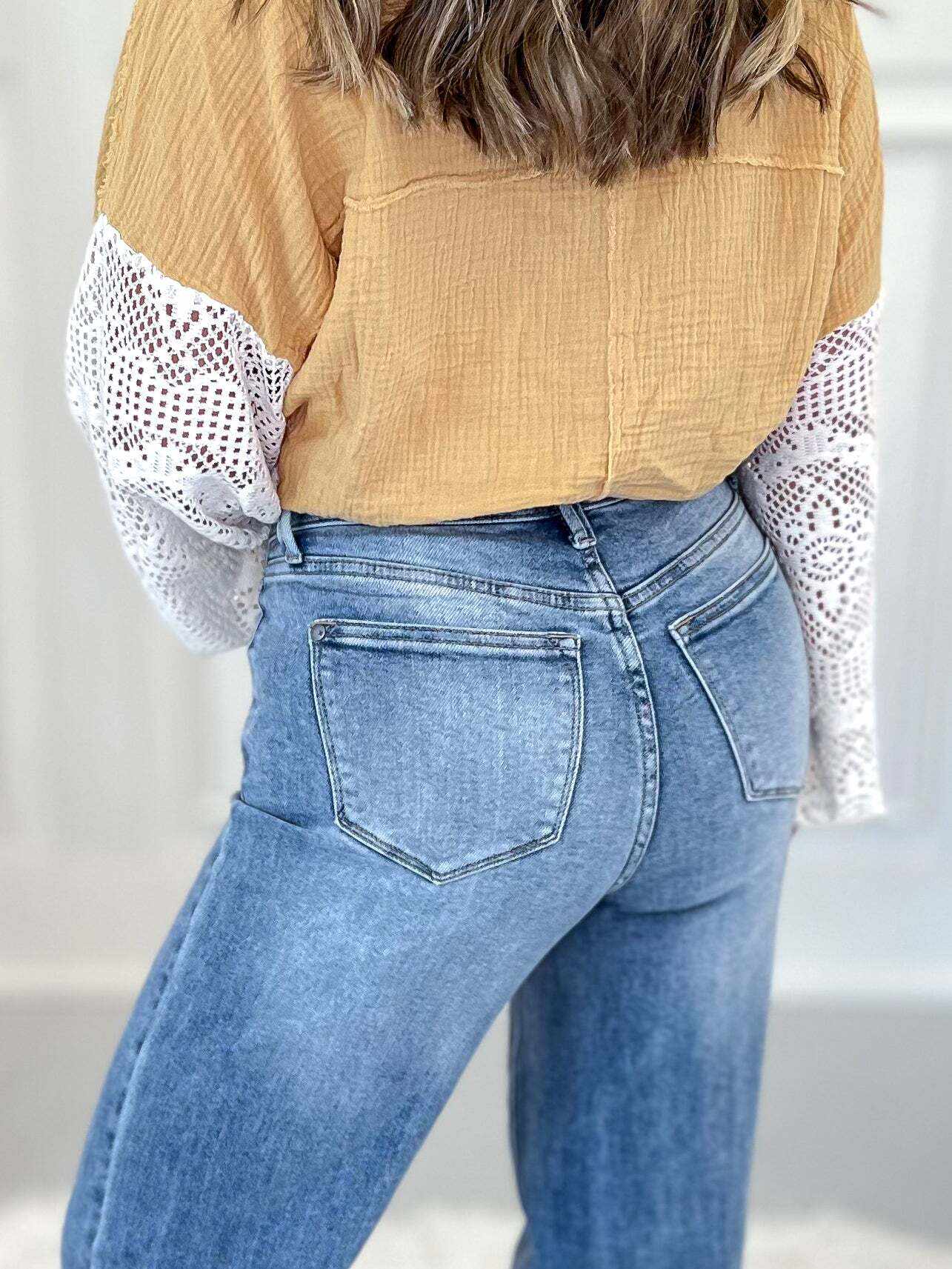 Always On Point - Christmas Front Yoke Retro Wide Leg Jeans - Final Sale