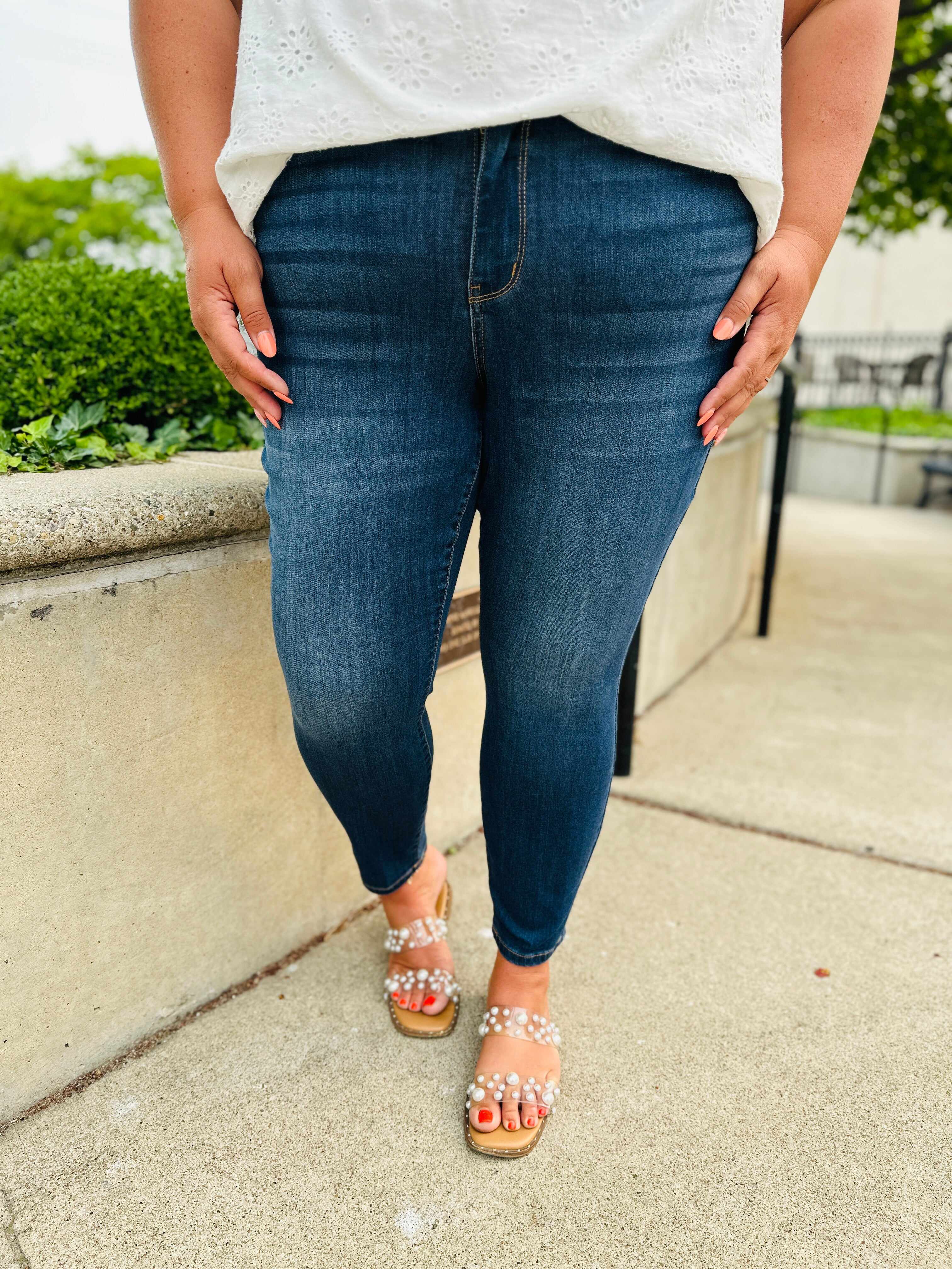 Reg/Curvy Blessed and NonDistressed Relaxed Fit Jeans