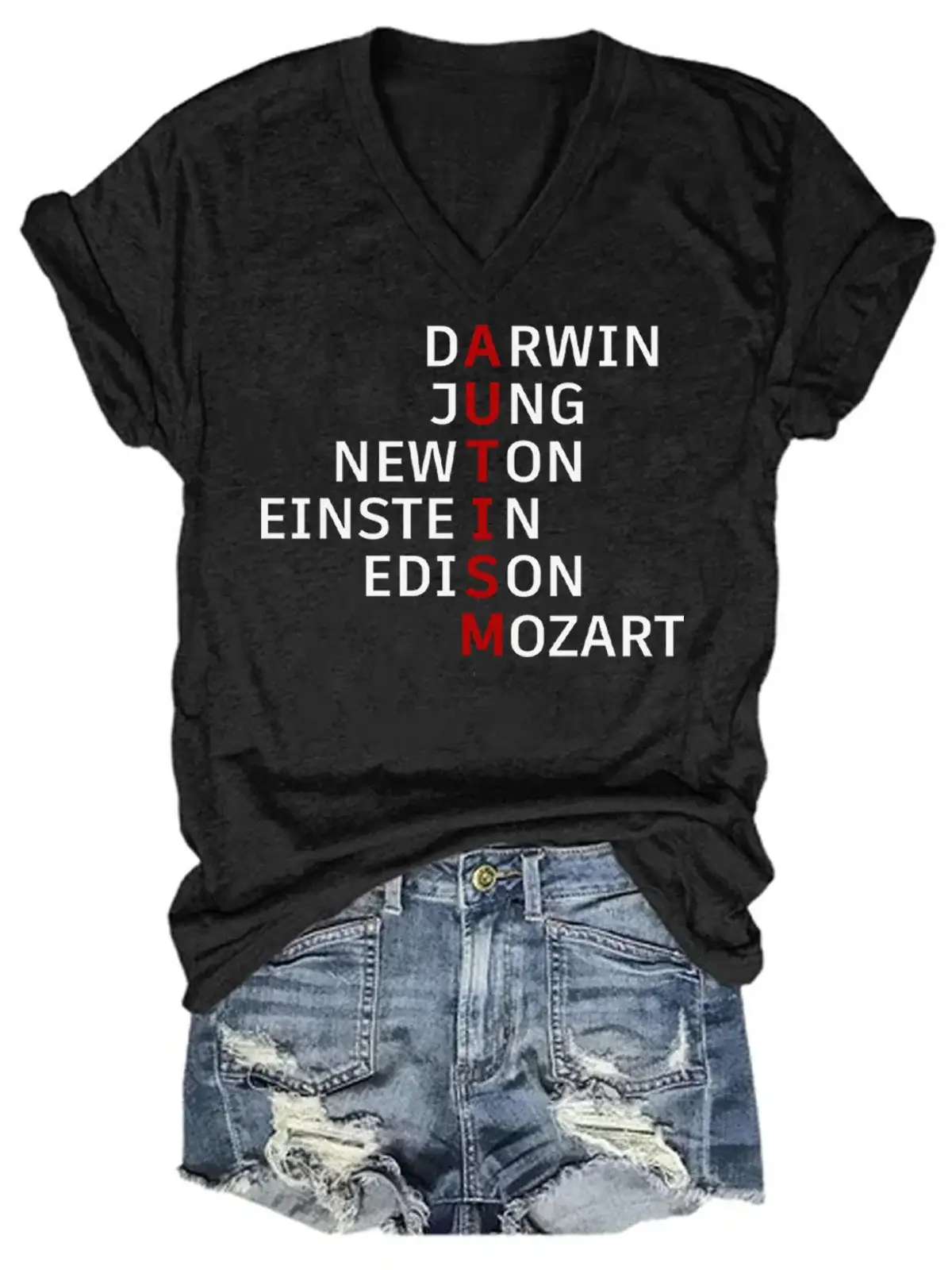 Women's Autism Awareness Monogram Casual T-shirt