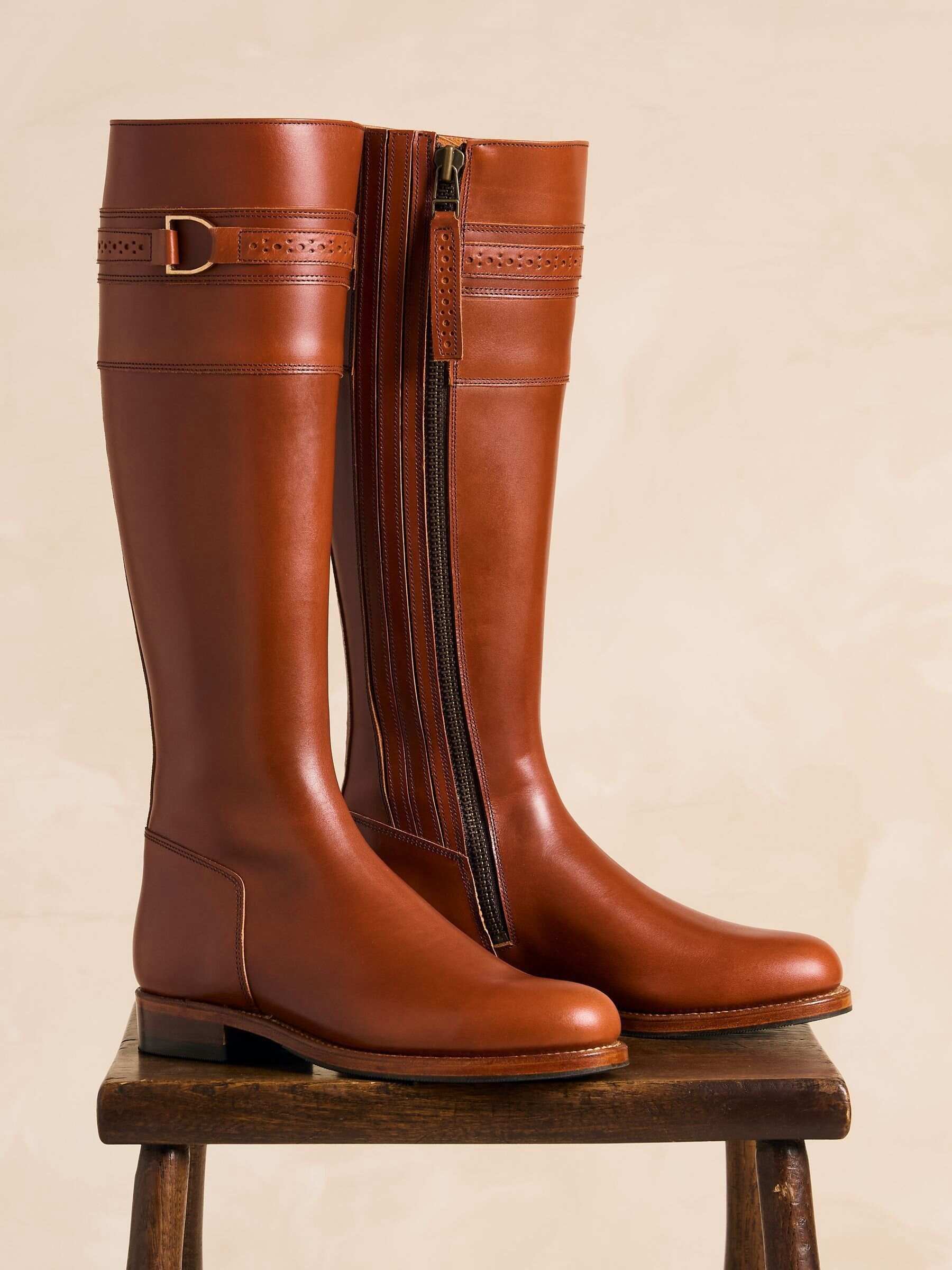 Joules X Spanish Boot Co. Chestnut Brown Leather Boots