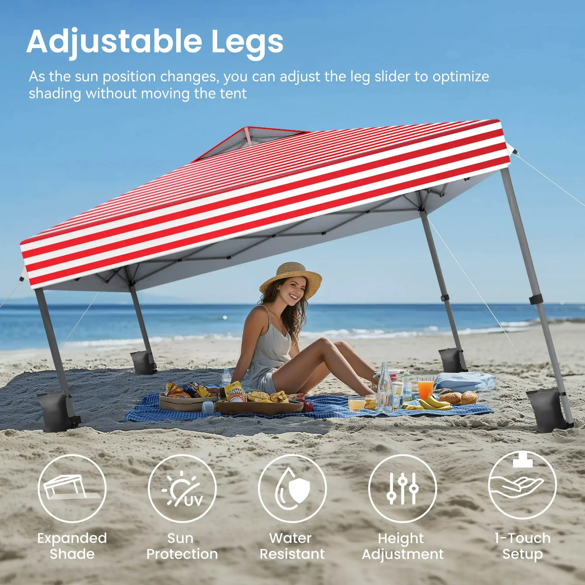 [Waterproof & UV-Resistant] 10x10ft Pop-up Canopy Tent, Instant Portable Canopy Tent Outdoor Gazebo, One-Push-To-Lock Outdoor Gazebo with Roller Bag