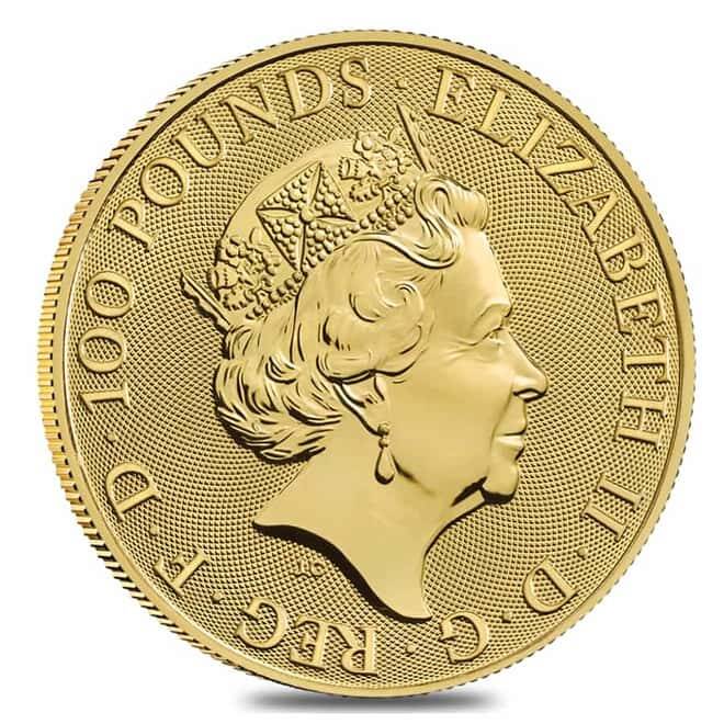 2021 Great Britain 1 oz Gold Queen's Beasts White Greyhound of Richmond Coin .9999 Fine BU