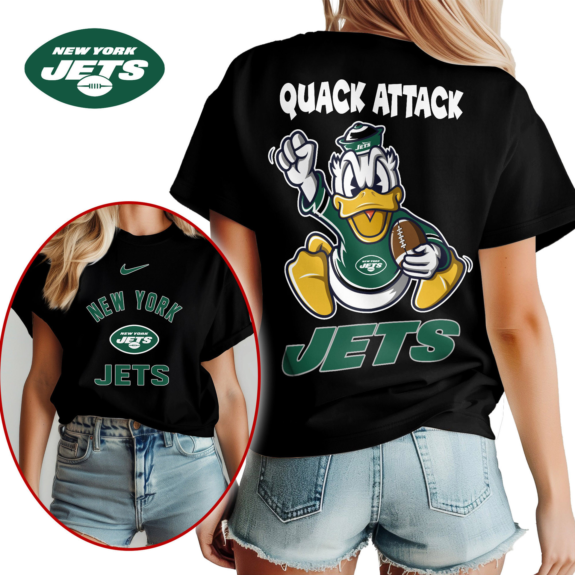 New York Jets | Premium NFL Donald Duck Fan Women's Shirt NY