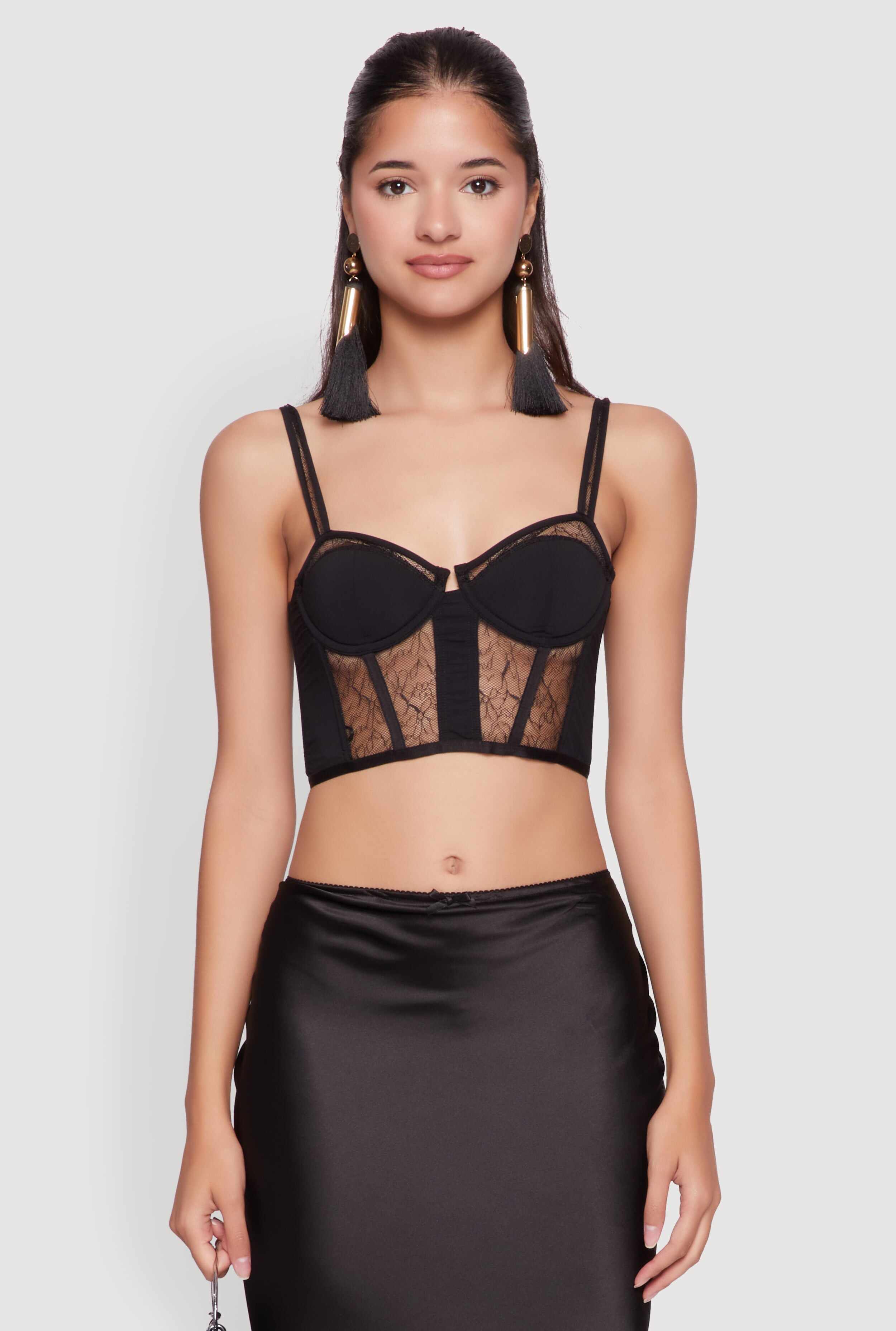Elegant Lace Detail Cropped Bustier Top