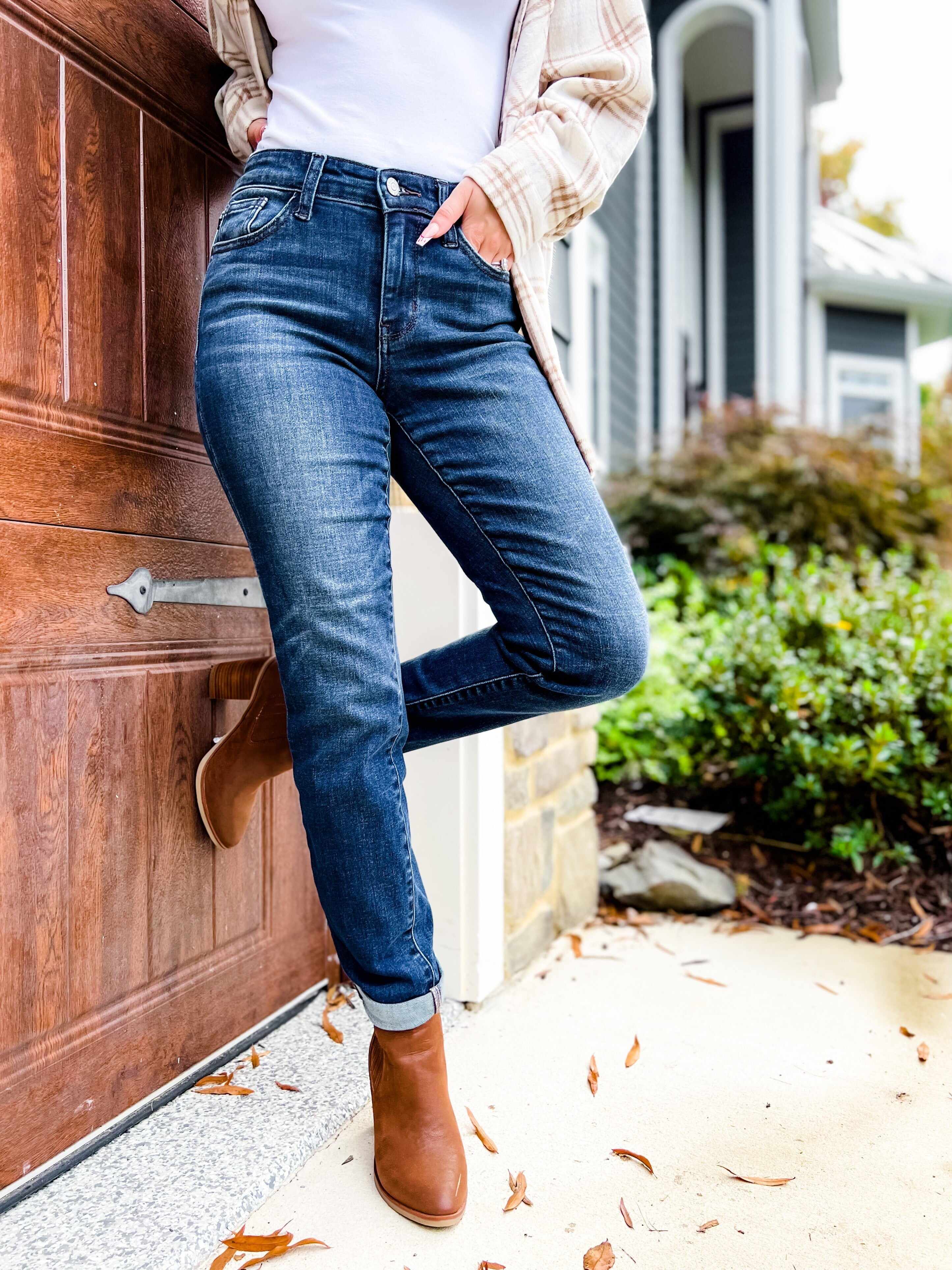 🔥Hot Sales Love Story Dark Wash Cuffed Slim Fit