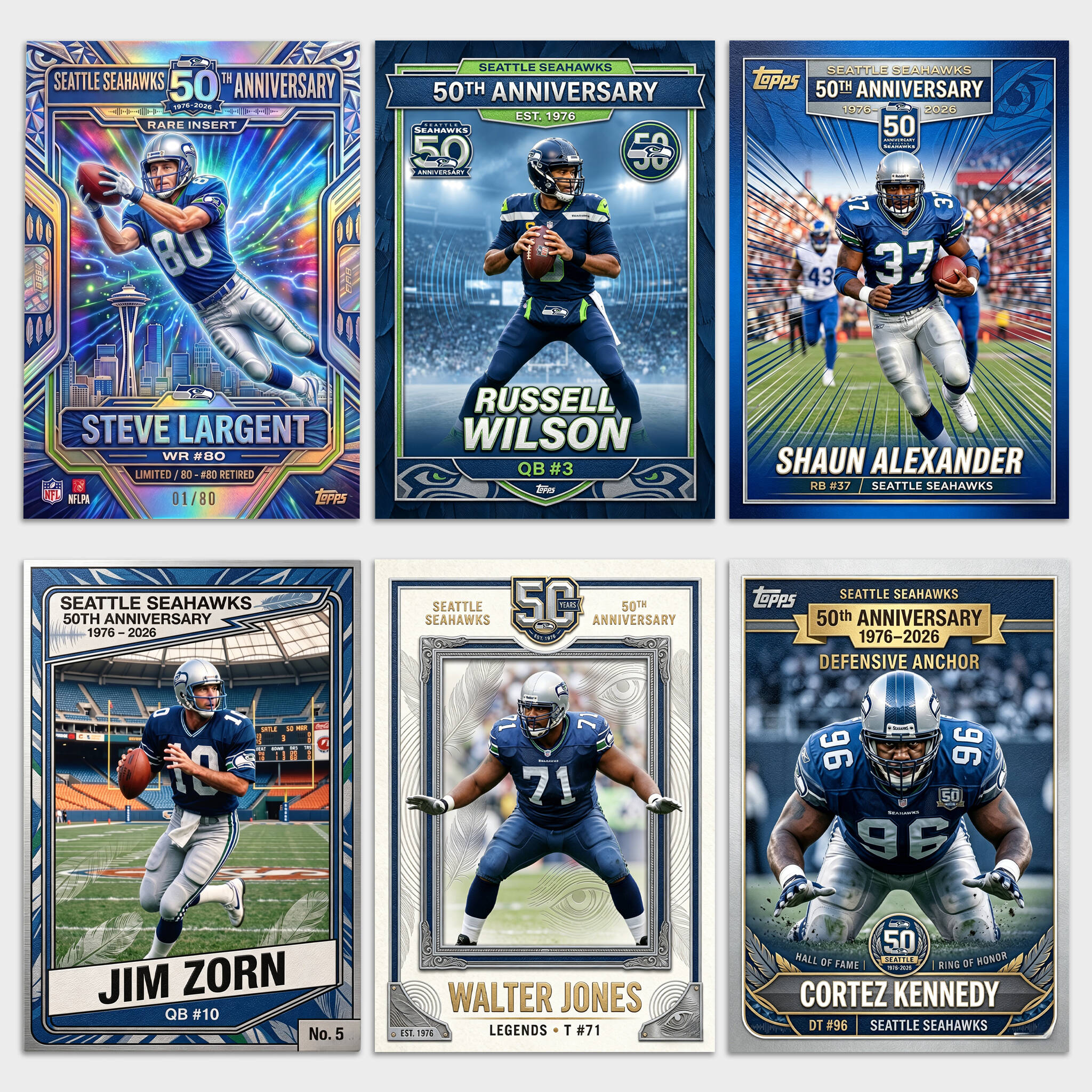 Seattle Seahawks 50th Anniversary Collector's Hobby Box Trading Cards, Limited Edition