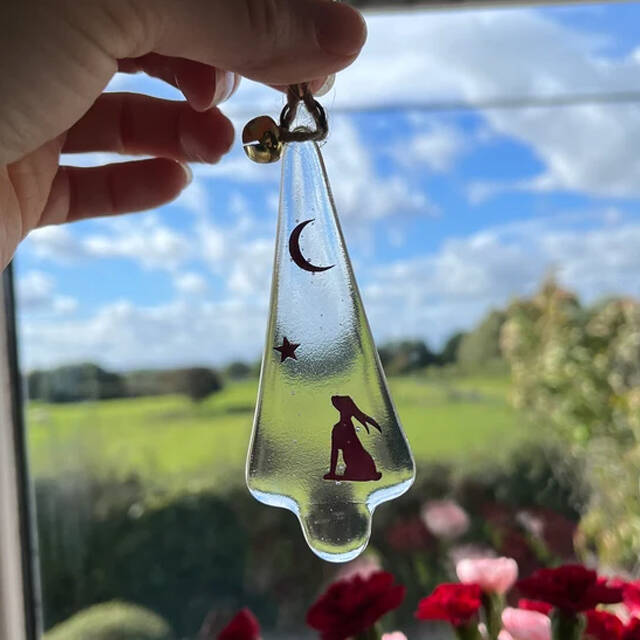Moongazing Hare- Fused Glass Ornaments Series
