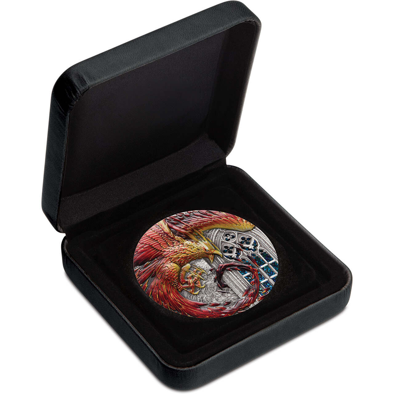 2022 Rising Phoenix 5oz Silver Antiqued Coloured Coin