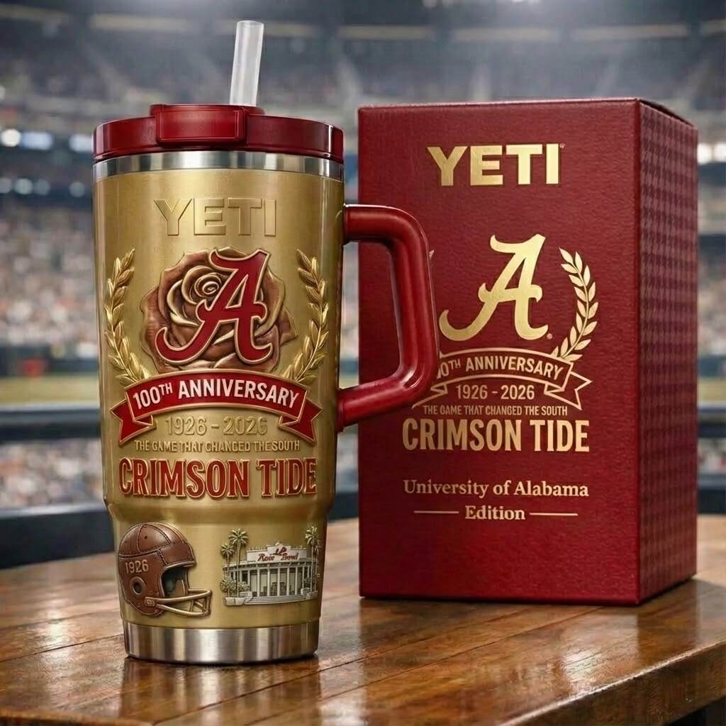 Limited Edition: Alabama Crimson Tide 100th Anniversary Gold Yeti Tumbler (1926-2026)
