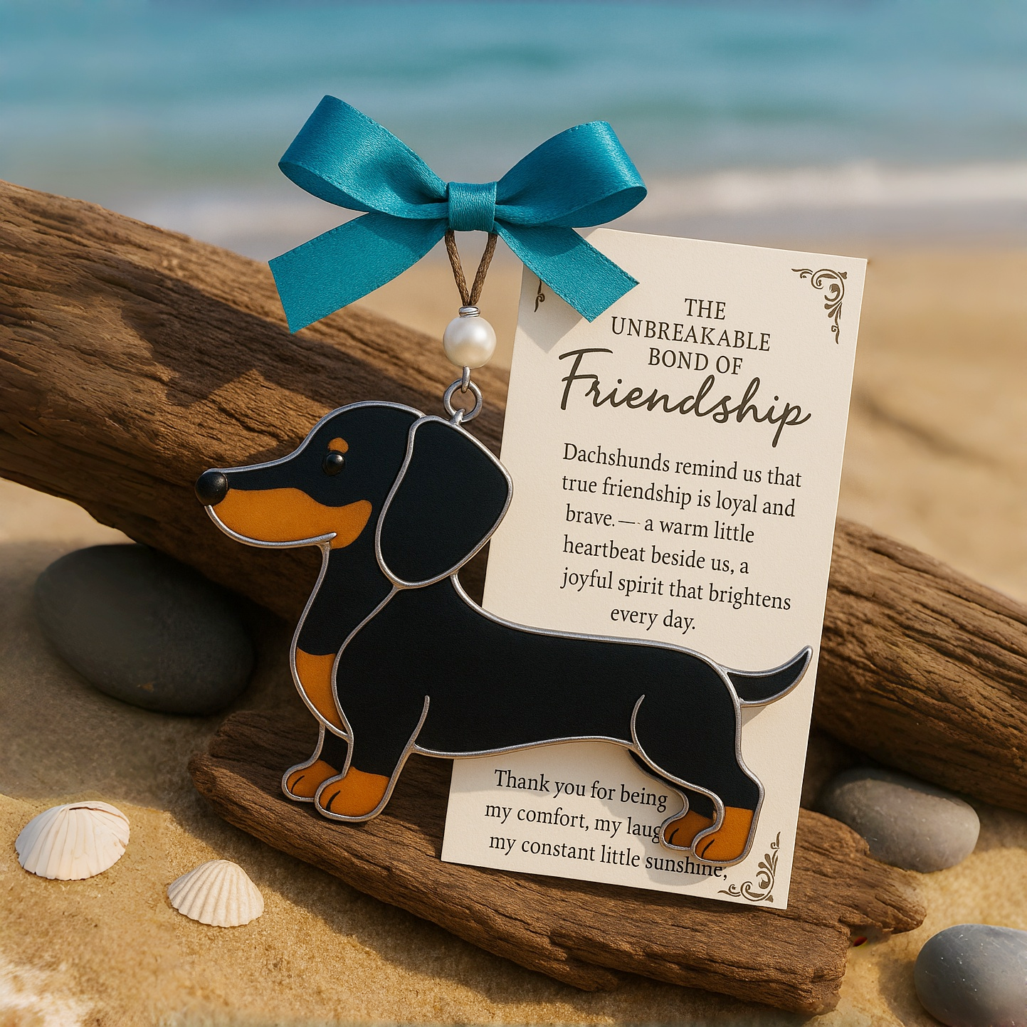 Dachshund Friendship Stained-Glass Ornament