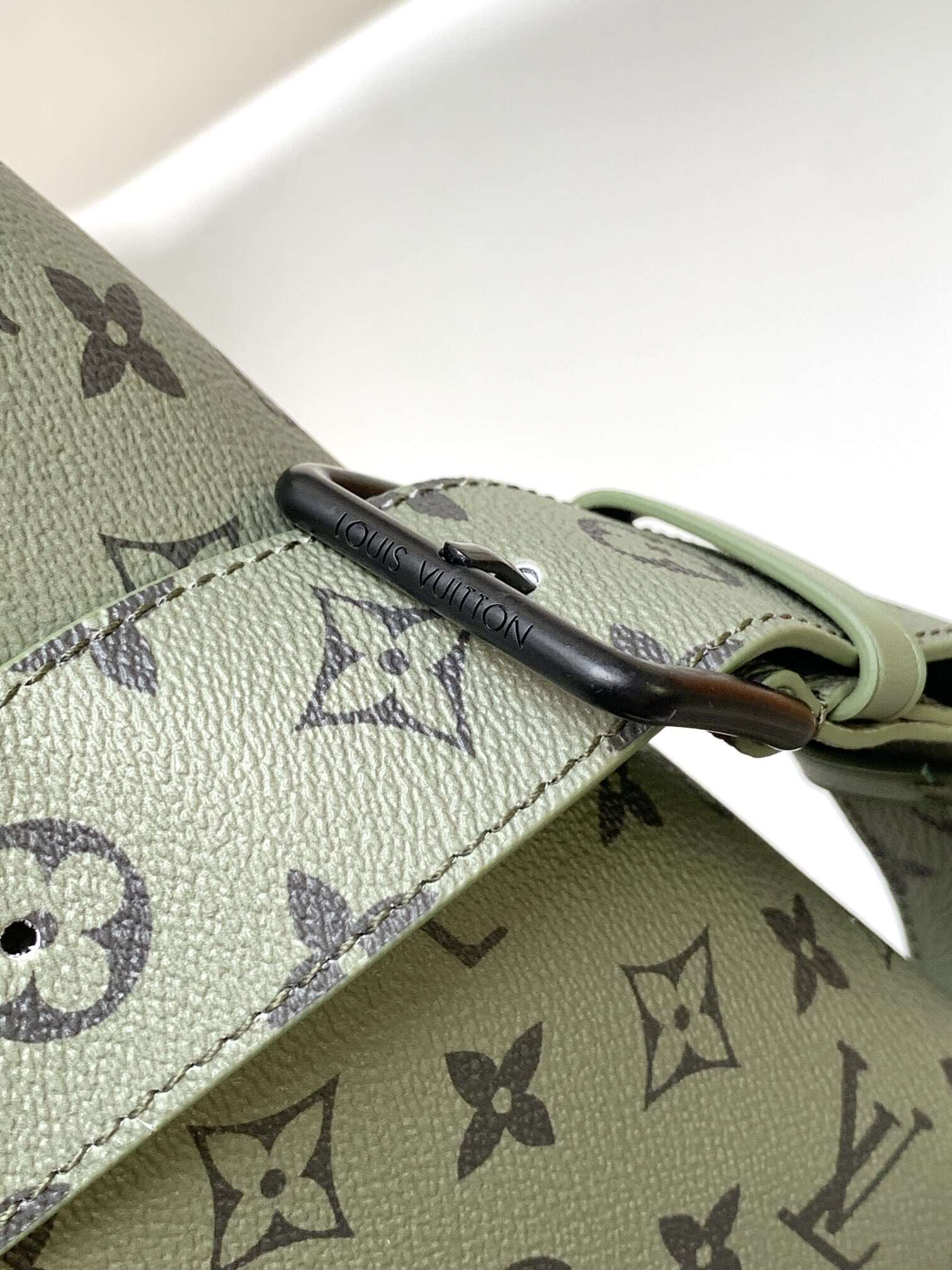 Emblem-Print Crescent Crossbody Bag | Coated Canvas with Contrast Lining & Adjustable Strap