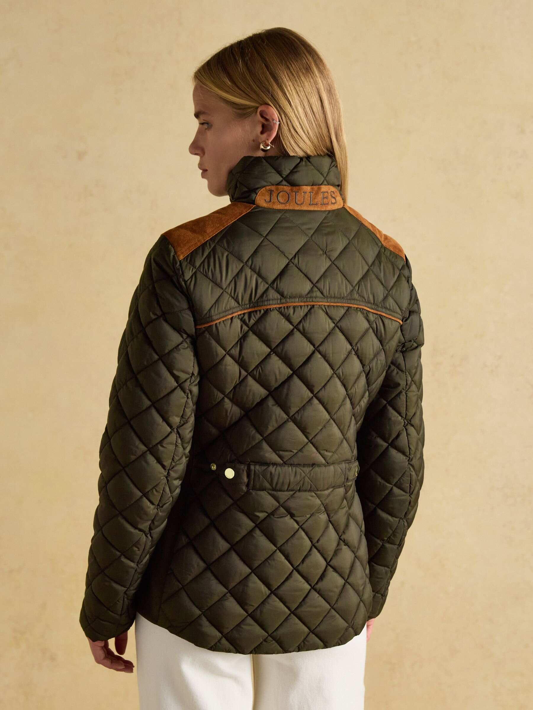 Braemar Luxe Khaki Green Showerproof Diamond Quilted Coat