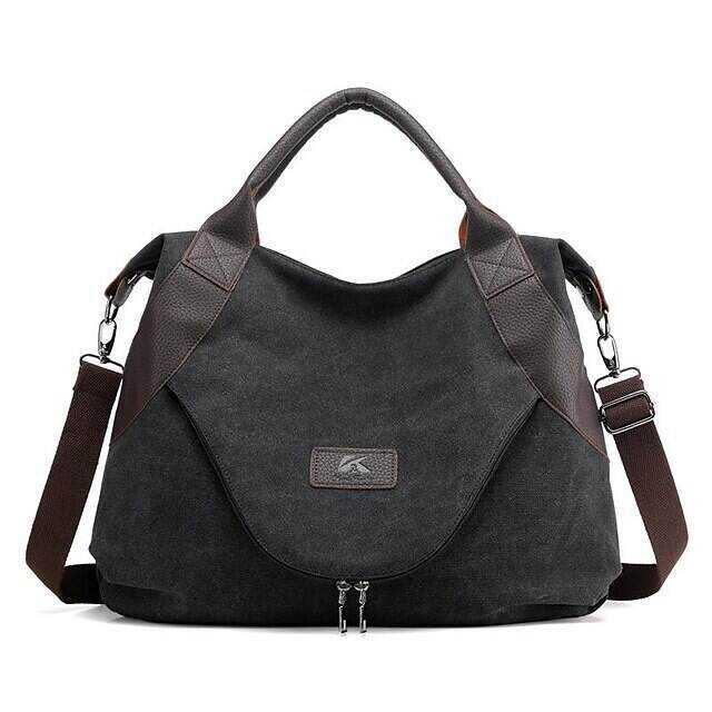 Men's Women's Handbag Shoulder Bag Canvas Tote Bag Canvas Daily Holiday Zipper Adjustable Large Capacity Waterproof Solid Color Black White Yellow