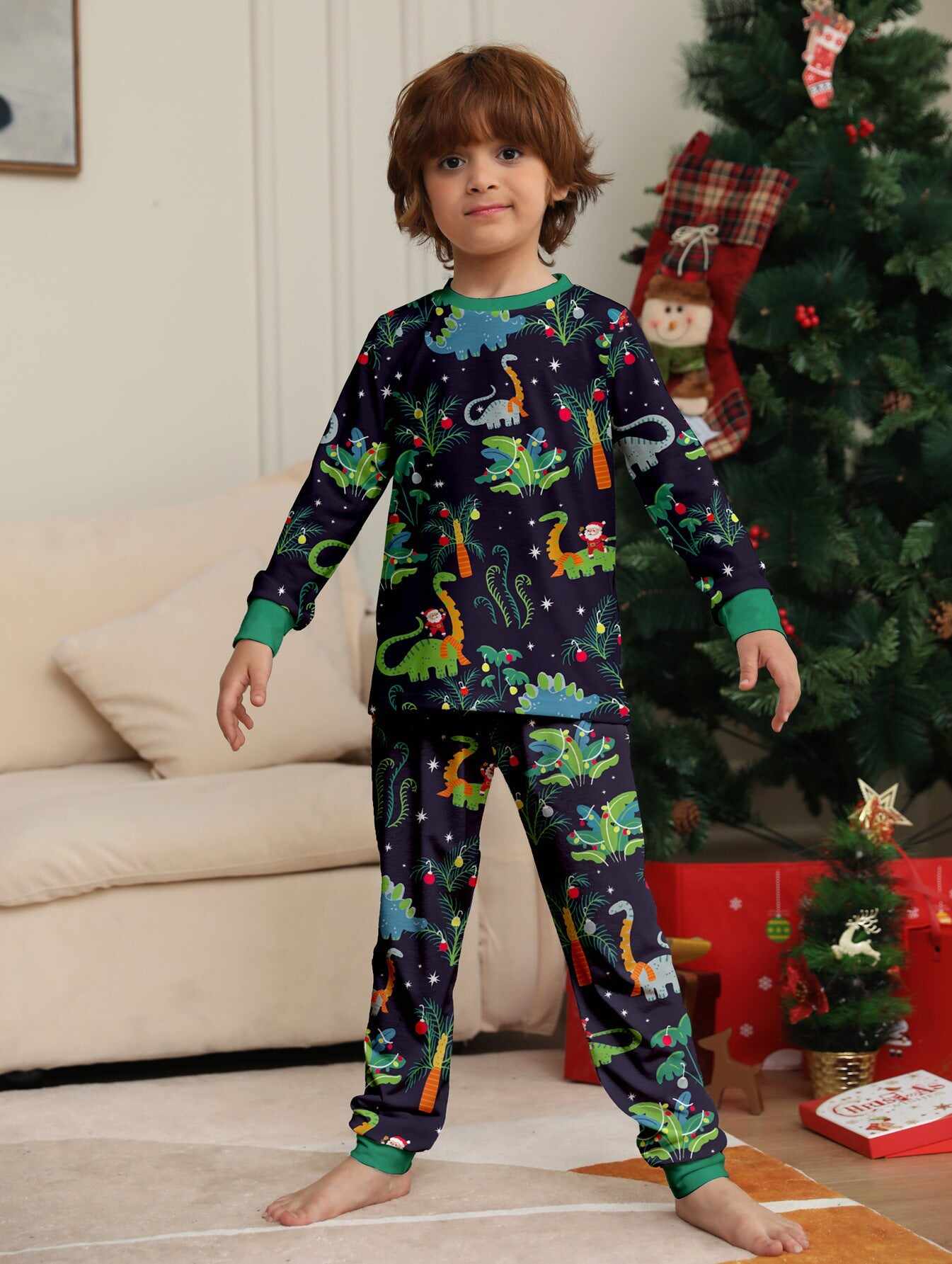 Family Matching Dinosaur Print Family Look Pajama Set
