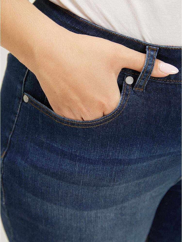 Very Stretchy High Rise Dark Wash Cut Out Jeans